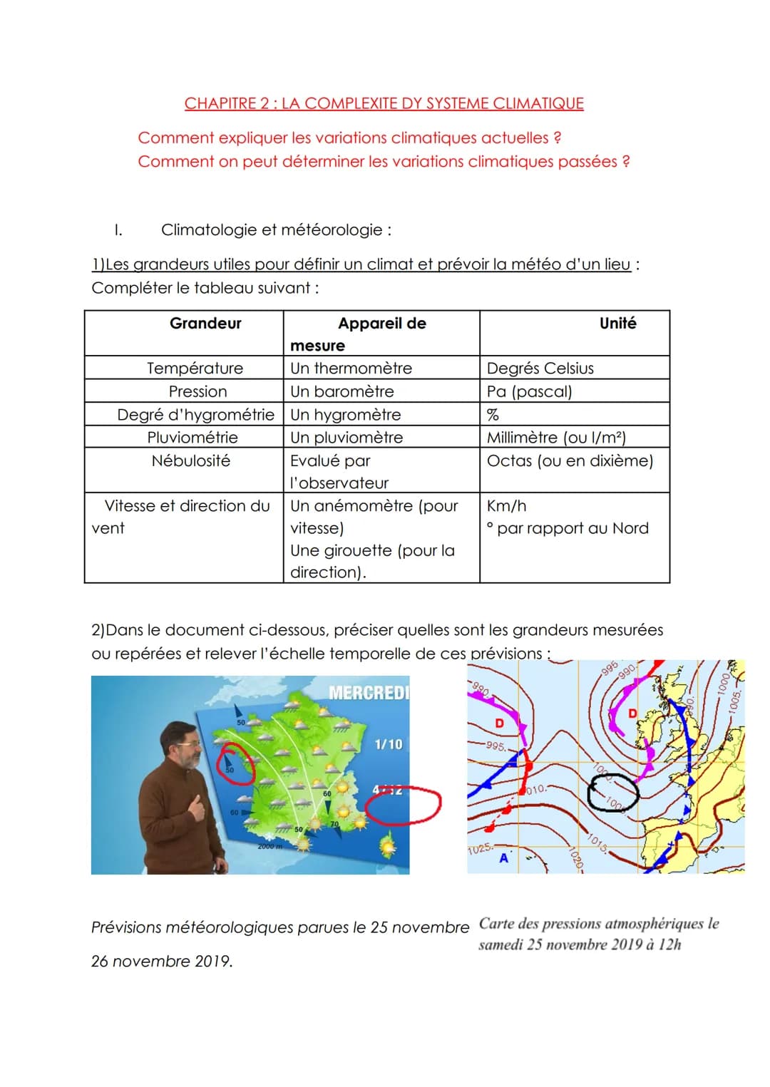 CHAPITRE 2: LA COMPLEXITE DY SYSTEME CLIMATIQUE
Comment expliquer les variations climatiques actuelles ?
Comment on peut déterminer les vari