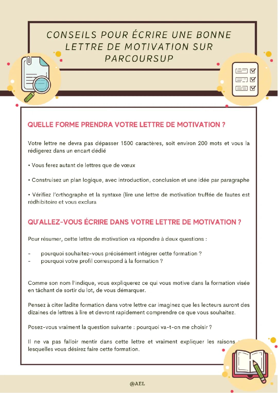 Conseils pour écrire une bonne lettre de motivation sur Parcoursup