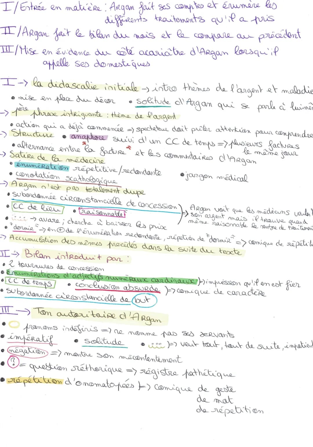 I
Texte n°12: Acte I, scène 1 (extraits)
1
ARGAN, seul dans sa chambre, assis, une table devant lui, compte des parties¹ d'apothicaire avec 
