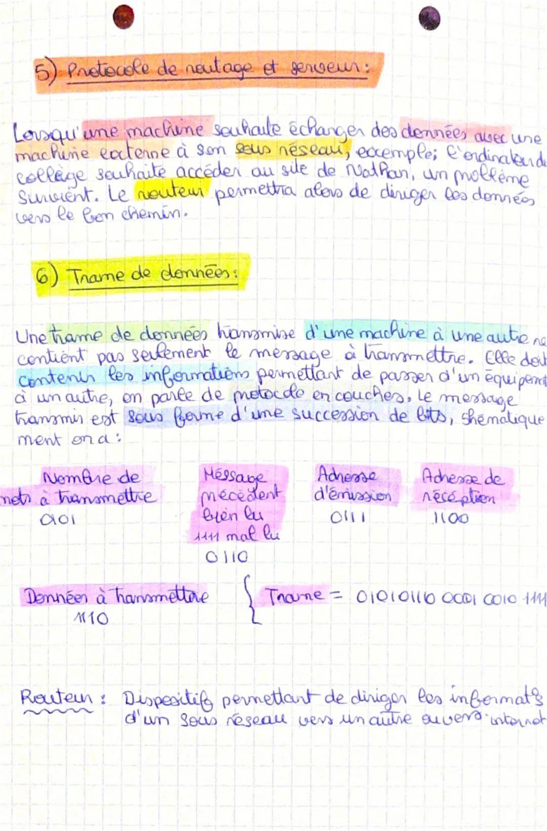 Techologie
Comment oneer un réseau
8 de dennées?
4) Les différents éléments d'un réseau informatique :
Le néseau informatique permet de conn