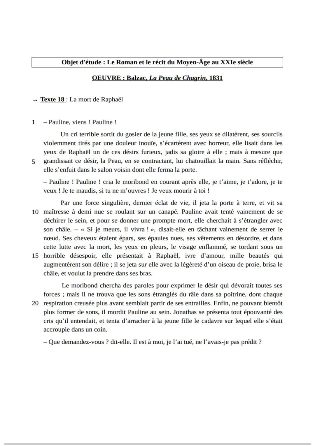 Fiche synthèse n°18
INTRODUCTION: Né le 20 mai 1799, Honoré de Balzac occupe une place
emblématique parmi les écrivains du 19e siècle en Fra
