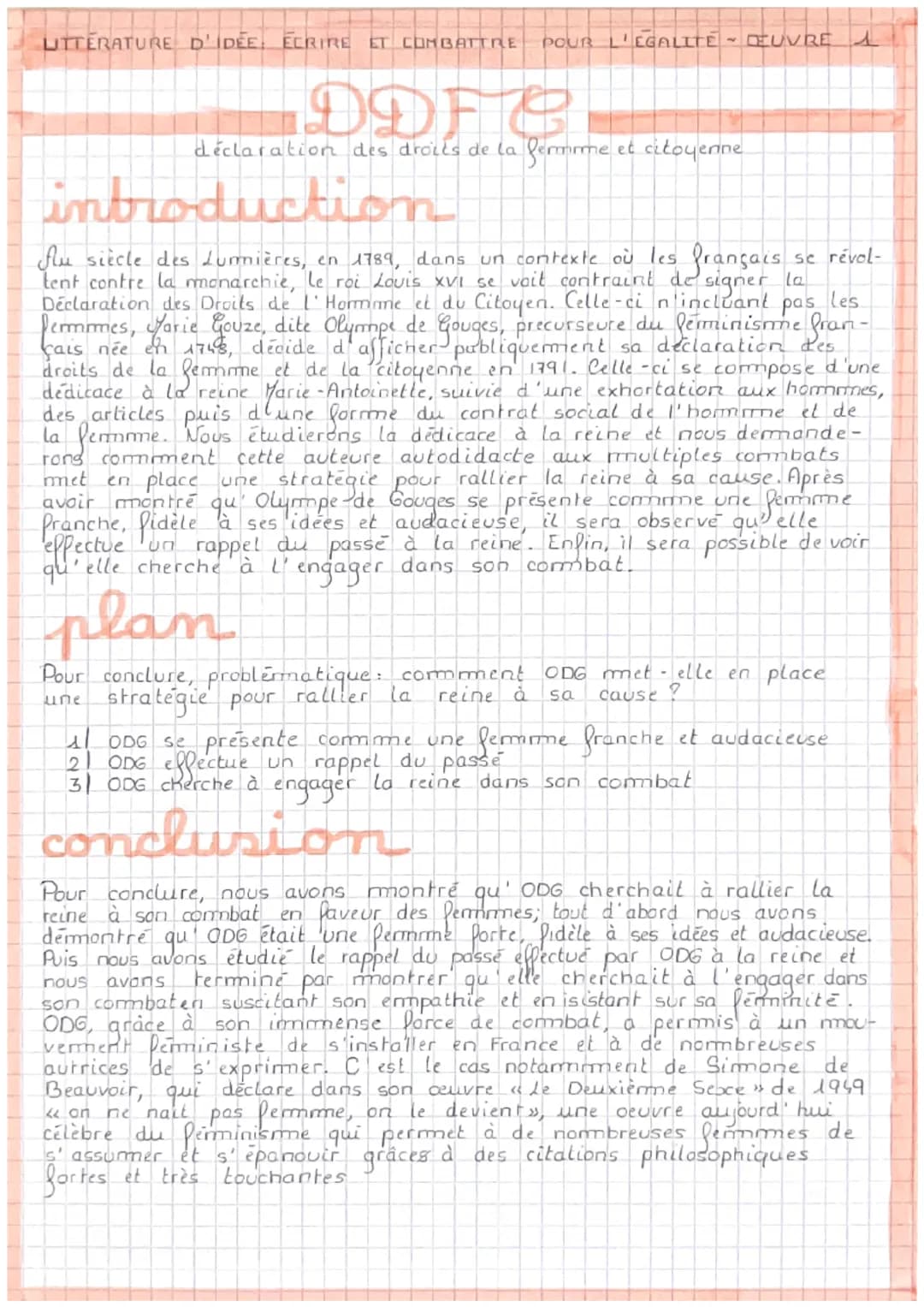 LITTERATURE D'IDEE: ECRIRE ET COMBATTRE POUR L'EGALITE EEUVRE 1
DDFC
déclaration des droits de la fermmme et citoyenne
introduction
flu sièc