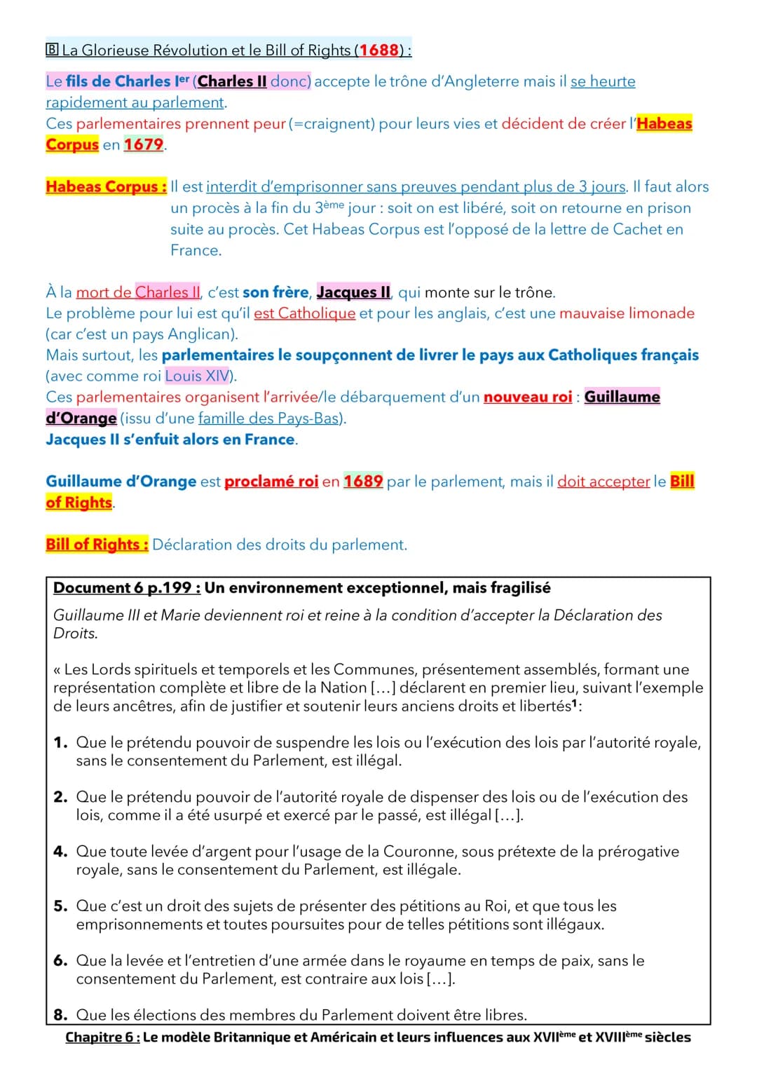 Chapitre 6: Le modèle Britannique et Américain et leurs influences aux XVIIème
et XVIIIème siècles
Après deux révolutions, le royaume Britan
