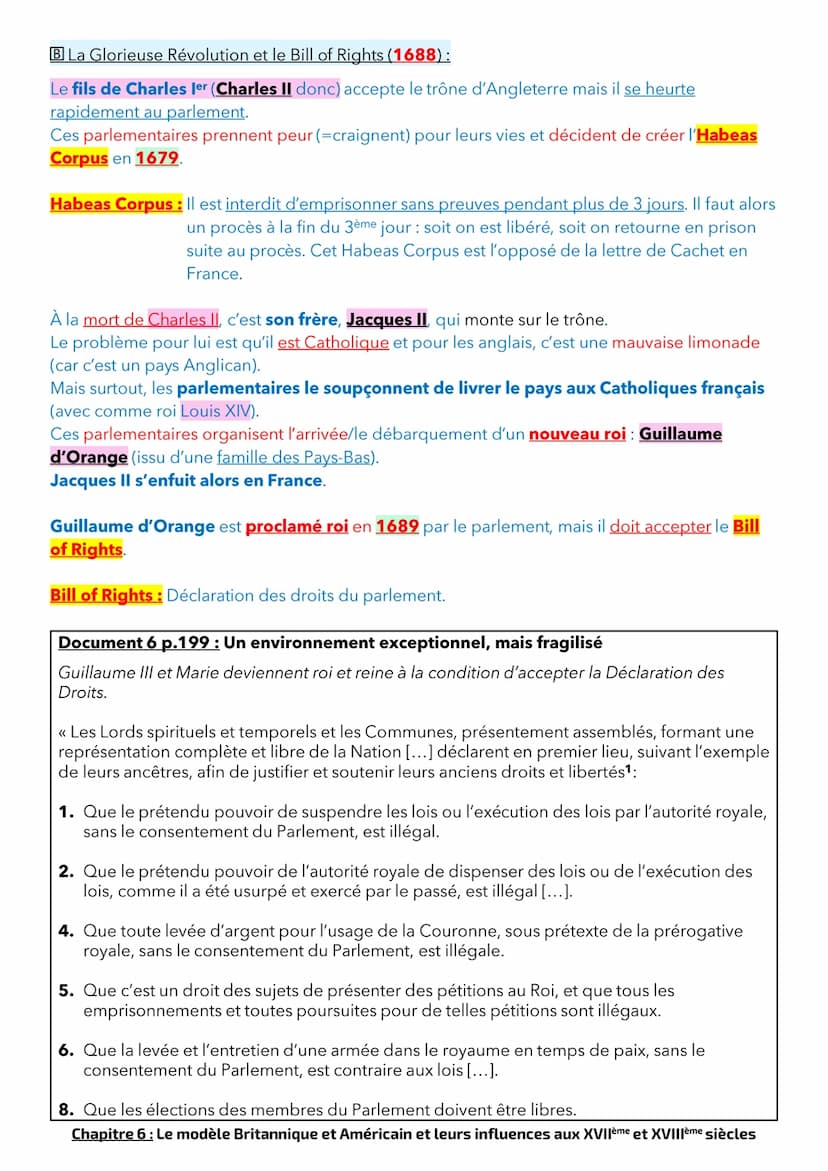Chapitre 6: Le modèle Britannique et Américain et leurs influences aux XVIIème
et XVIIIème siècles
Après deux révolutions, le royaume Britan