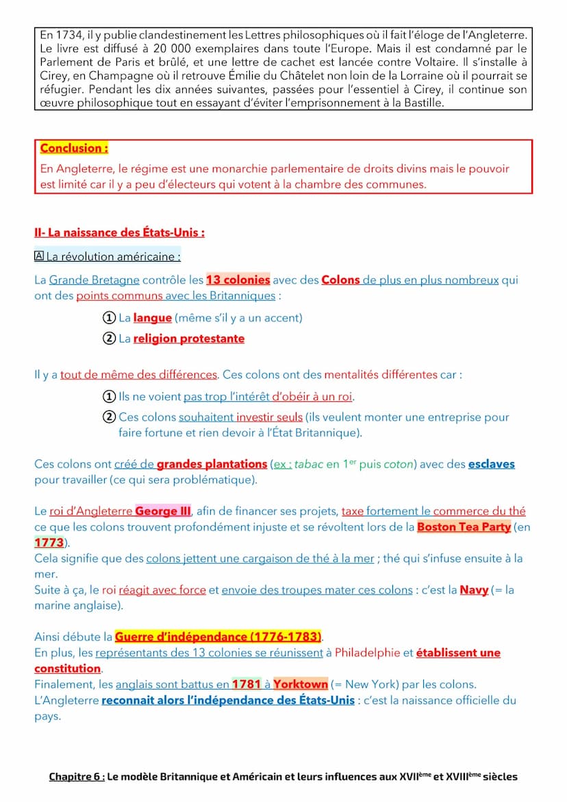 Chapitre 6: Le modèle Britannique et Américain et leurs influences aux XVIIème
et XVIIIème siècles
Après deux révolutions, le royaume Britan