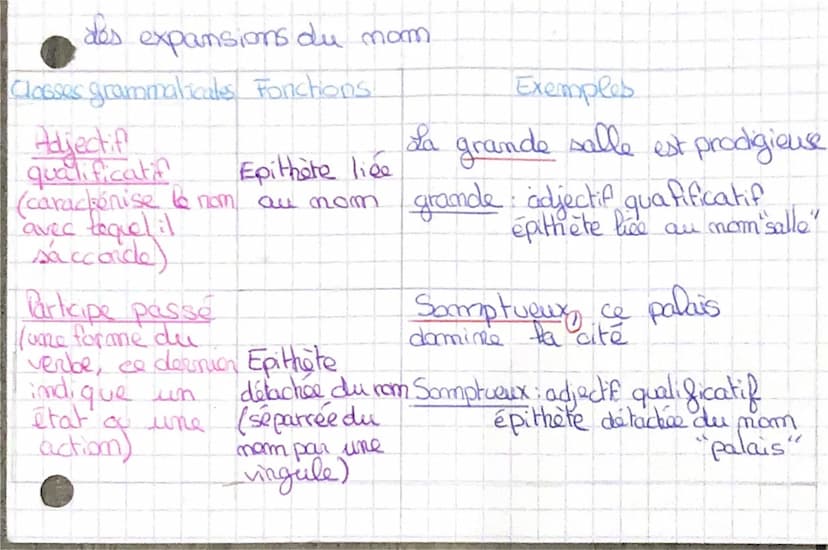 Groupe nominal proptomel
(trom canum designs das
shes, objets, étals quals Complement recouverts d'on
de la salle
le goom proprie catacomana