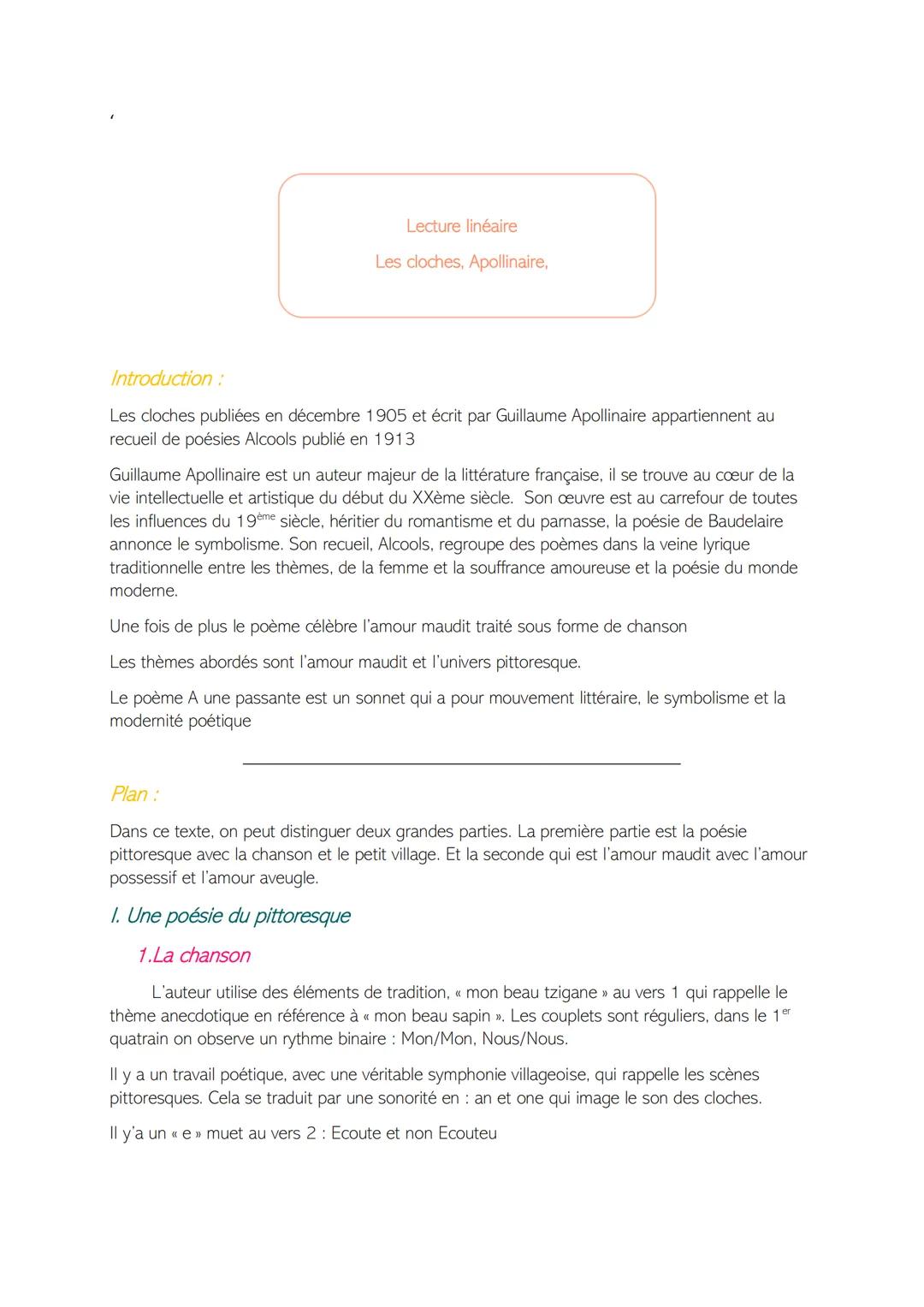 Les Cloches - Apollinaire: Analyse et Poèmes