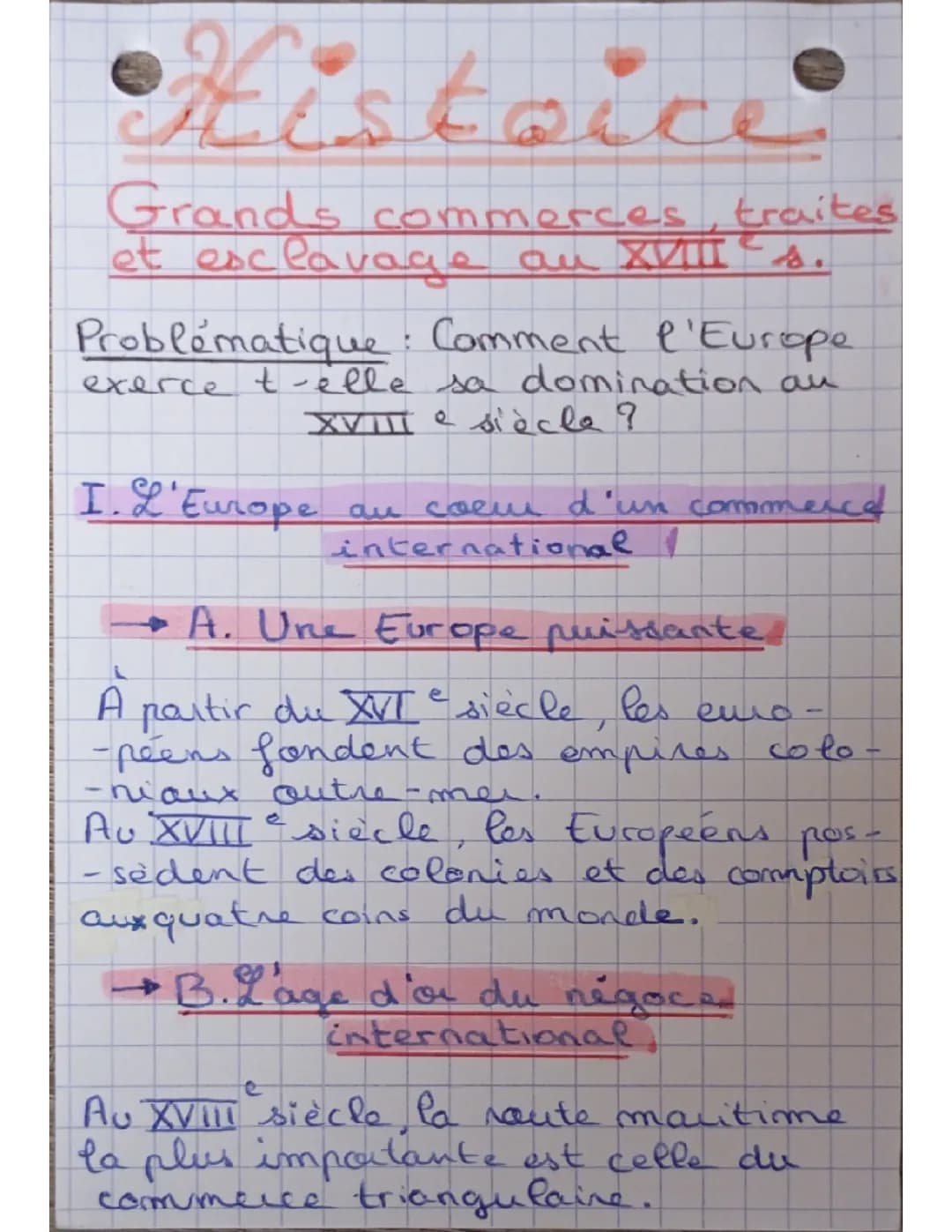 Grands commerces, traites et esclavage au XVIIIe siècle.