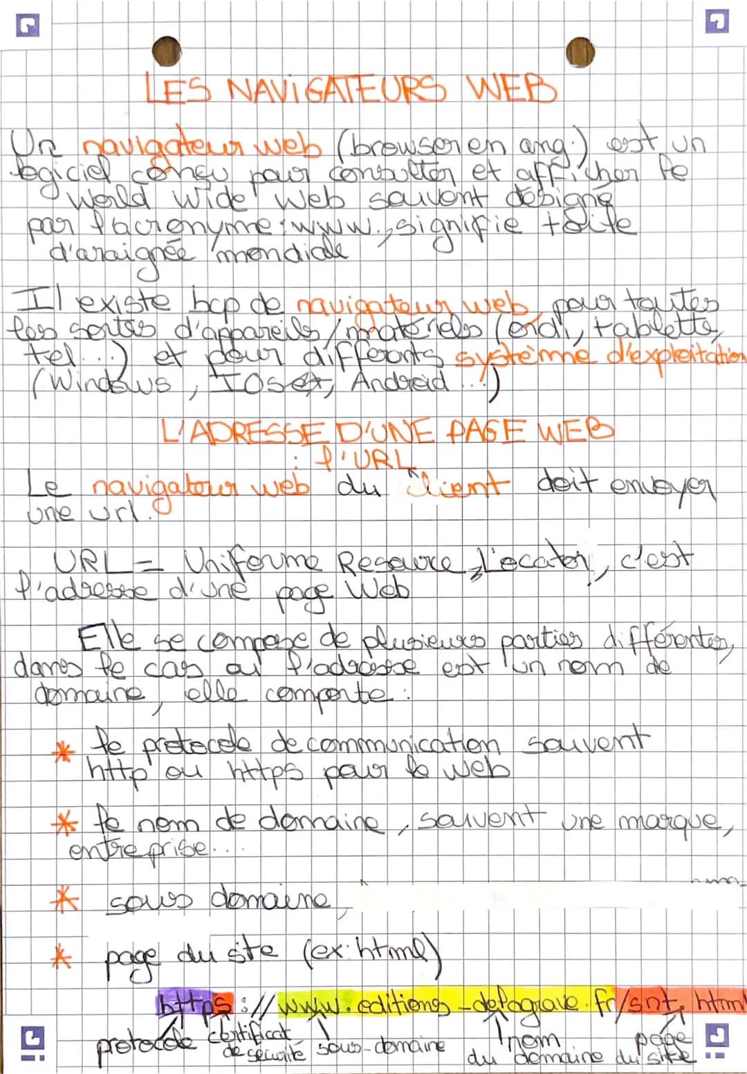 L
COURS 4. e fonctionnement
• Le WEB permet de consulter avec un
deb pages Web accessible sur
du Web
navigatour
des sites Web
Cebdonnées son