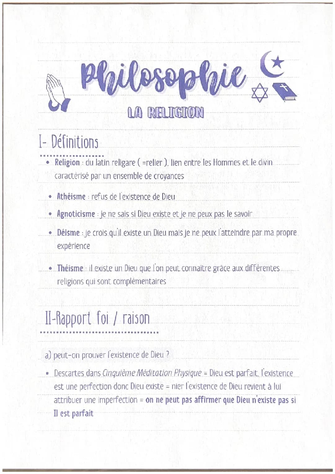 La Religion Philosophie Terminale PDF - Corrigé Sujet Dissertation