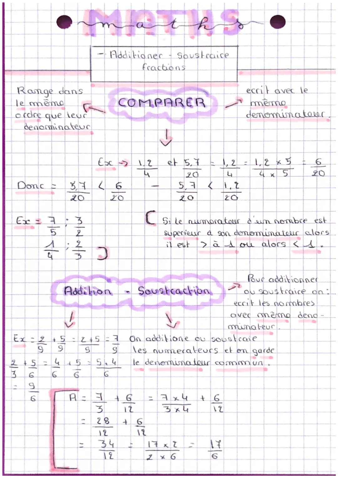 Range dans
le mémo
ordre que leur
denominateur
Donc
Ex = 3
3
11
56996
Min Tha
9
Ex-2 +5
TO MANIA
↓
37 ( 6
20
号)
95655
516
maths •
Additioner