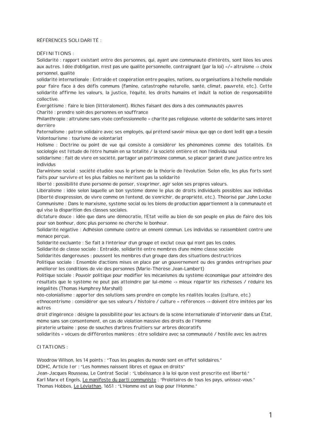 # REFERENCES SOLIDARITE :

# DEFINITIONS :

Solidarité : rapport existant entre des personnes, qui, ayant une communauté d’intérêts, sont li
