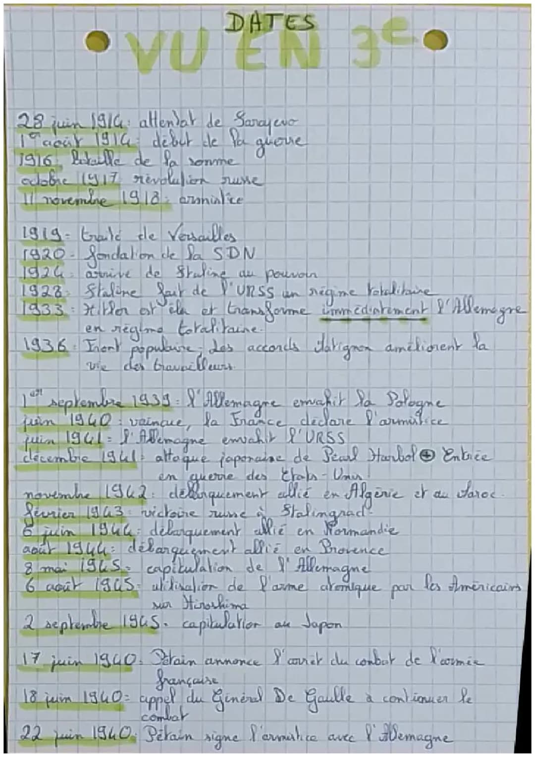 Dates importantes de la 3e 