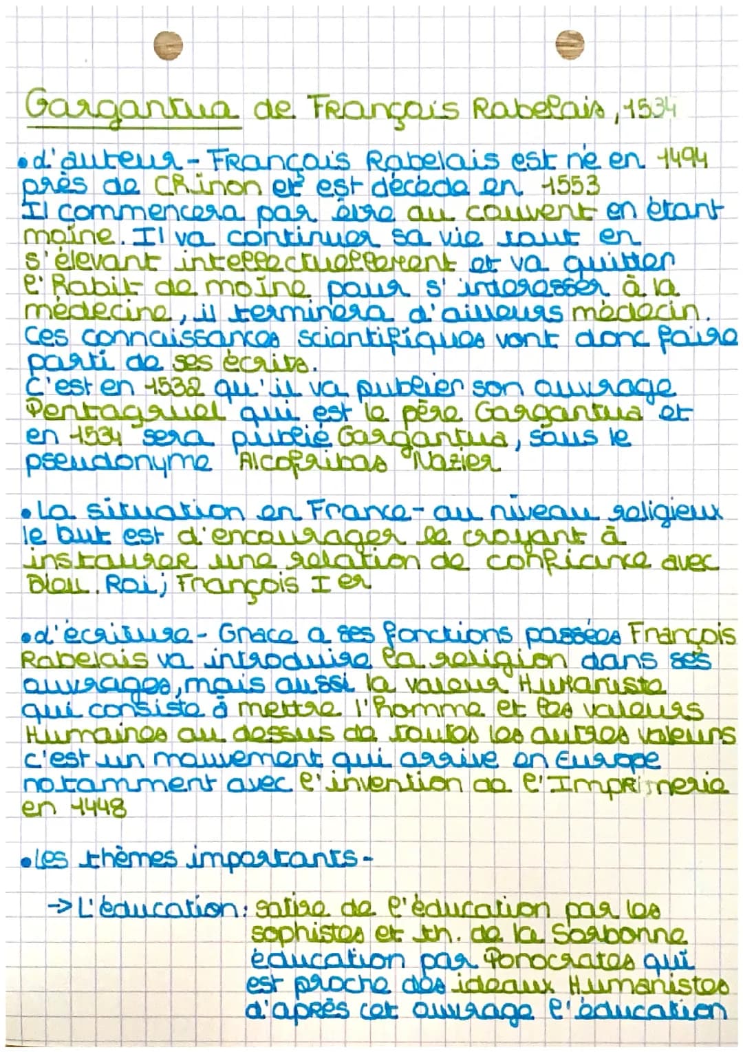  fiche Gargantua de François Rabelais 