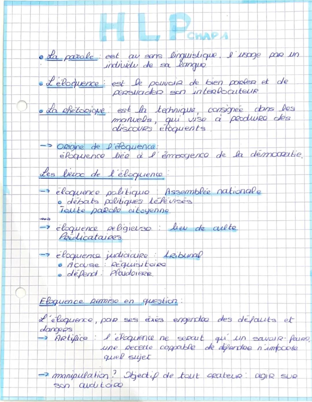 HLP
CHAPA
0
La parole est
av sens linguistique. I usage par un
individu de sa languo
L'éloquence: est le pouvoir de bien porter et de
persua