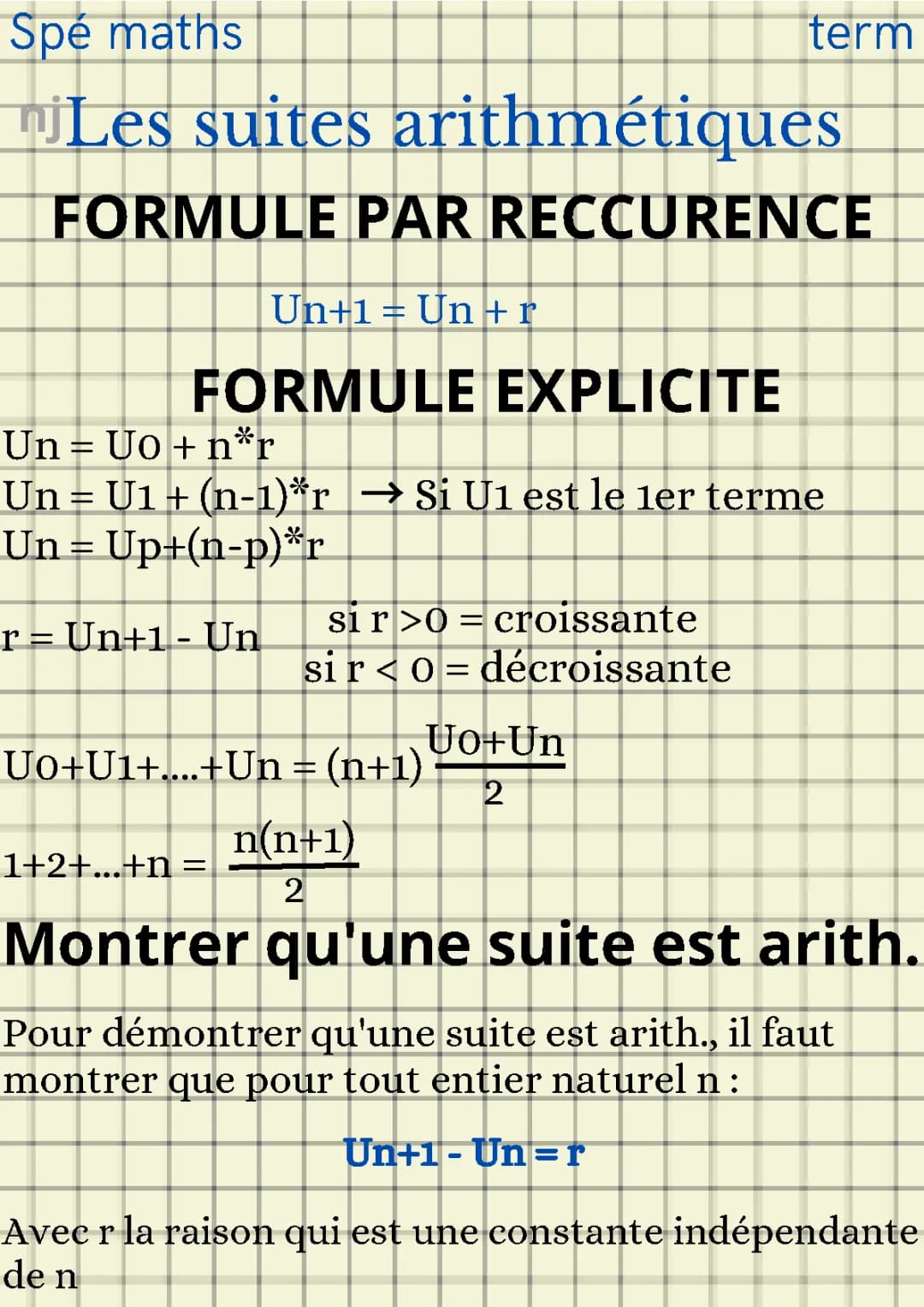 les suites arithmétiques 