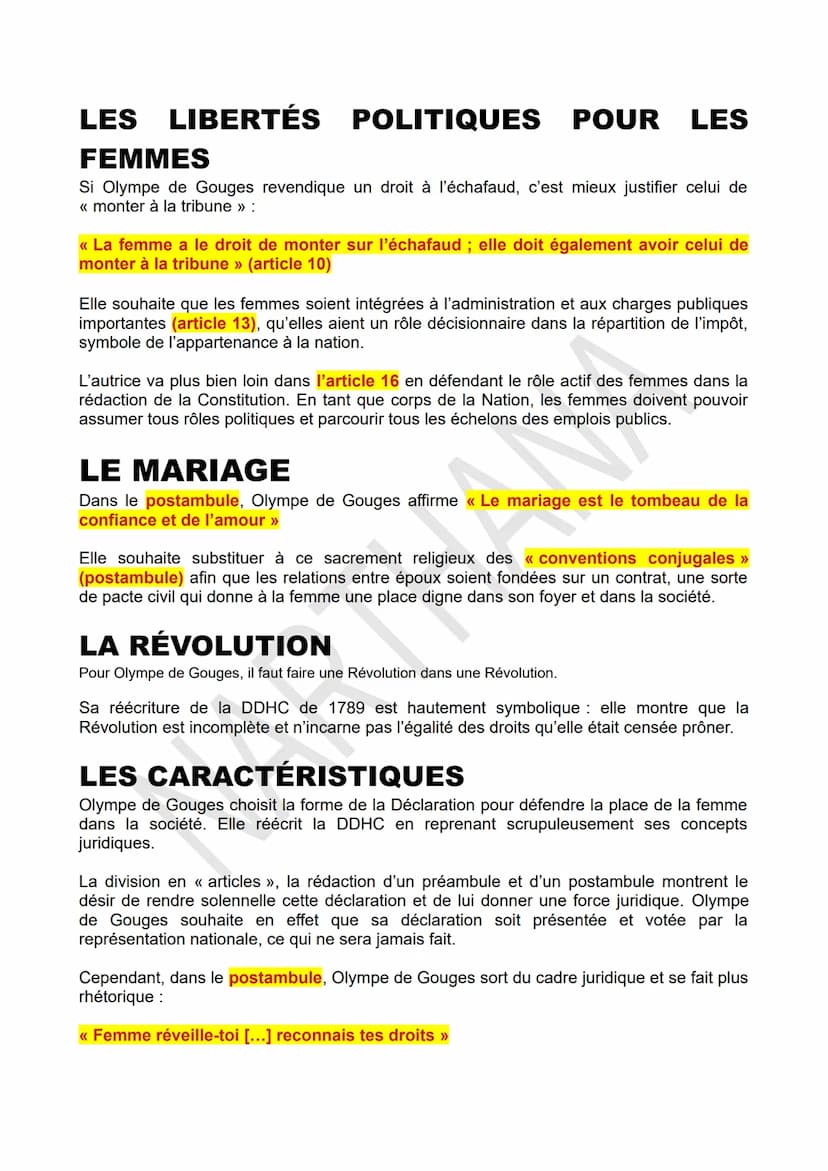 LA DÉCLARATION DES DROITS DE LA
FEMME ET DE LA CITOYENNE
Marie Gouze, alias Olympe de Gouges, 1791
Le XVIIIe siècle, connu sous le nom du si