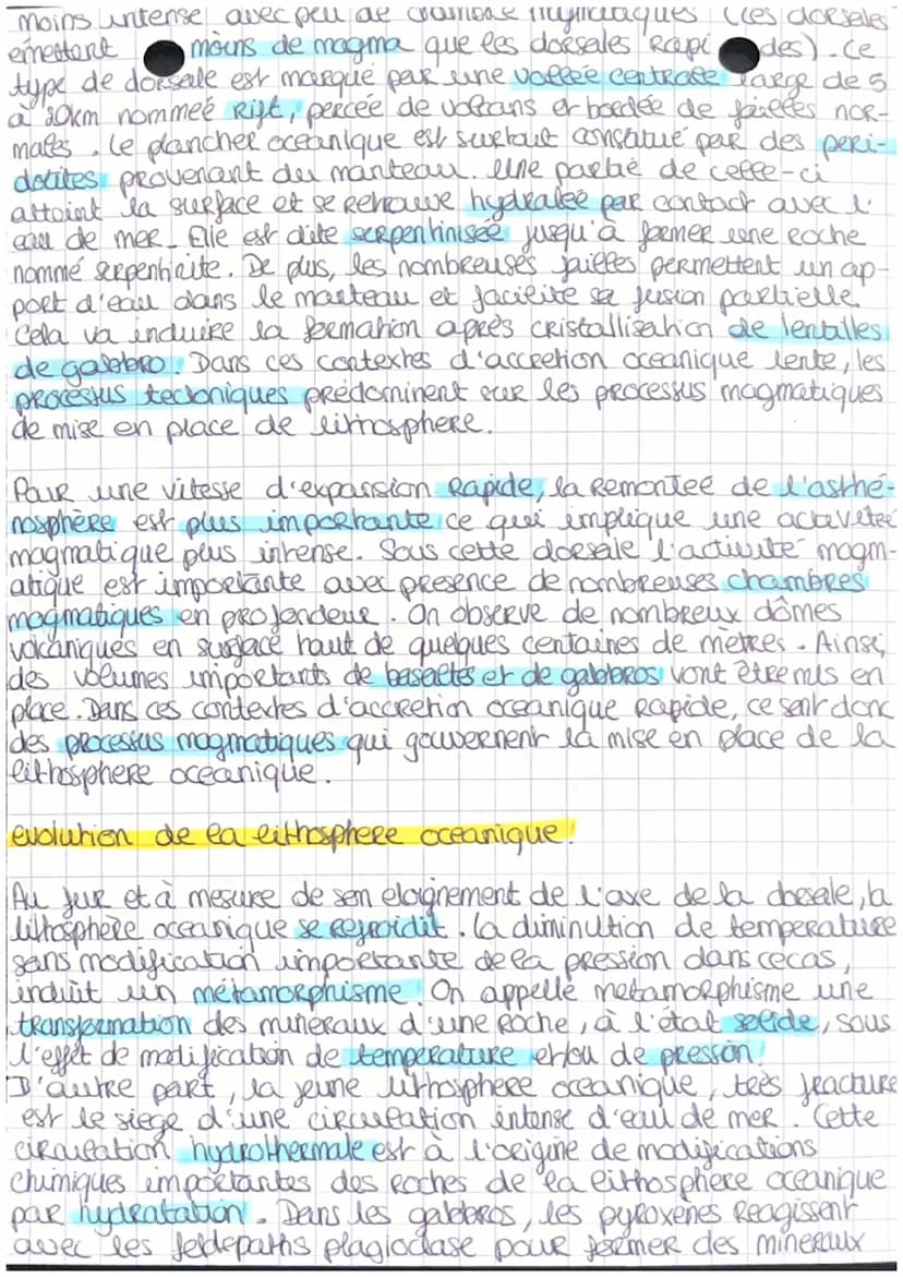CHAPITRE 10 : LA DYNAMIQUE DES ZONES DE
DIVERGENCE LITHOSPHERIQUES
Comment la doesale produit-elle la eithosphère oceanique,
dans un context