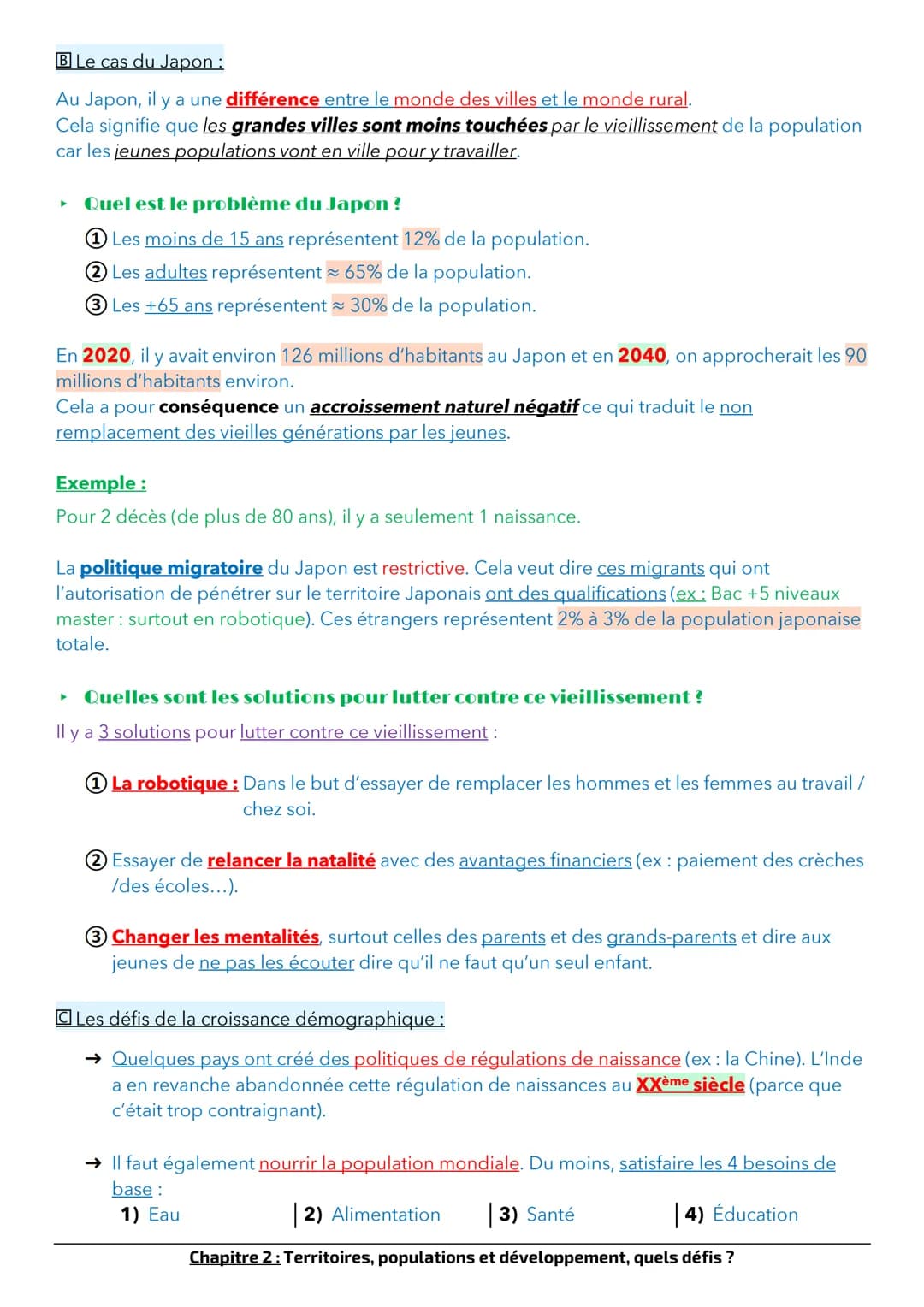 Chapitre 2 : Territoires, populations et développement, quels défis?
La population mondiale d'aujourd'hui est d'environ 7,5 milliards de per