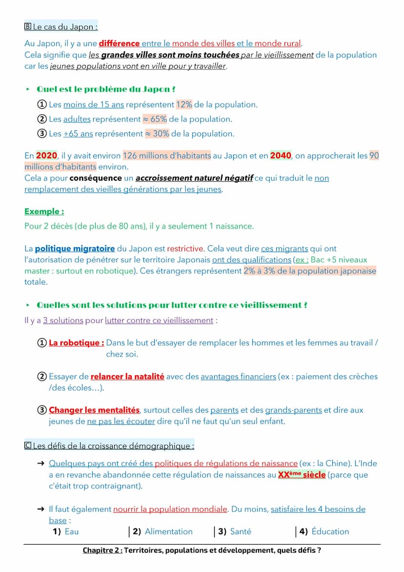 Chapitre 2 : Territoires, populations et développement, quels défis?
La population mondiale d'aujourd'hui est d'environ 7,5 milliards de per