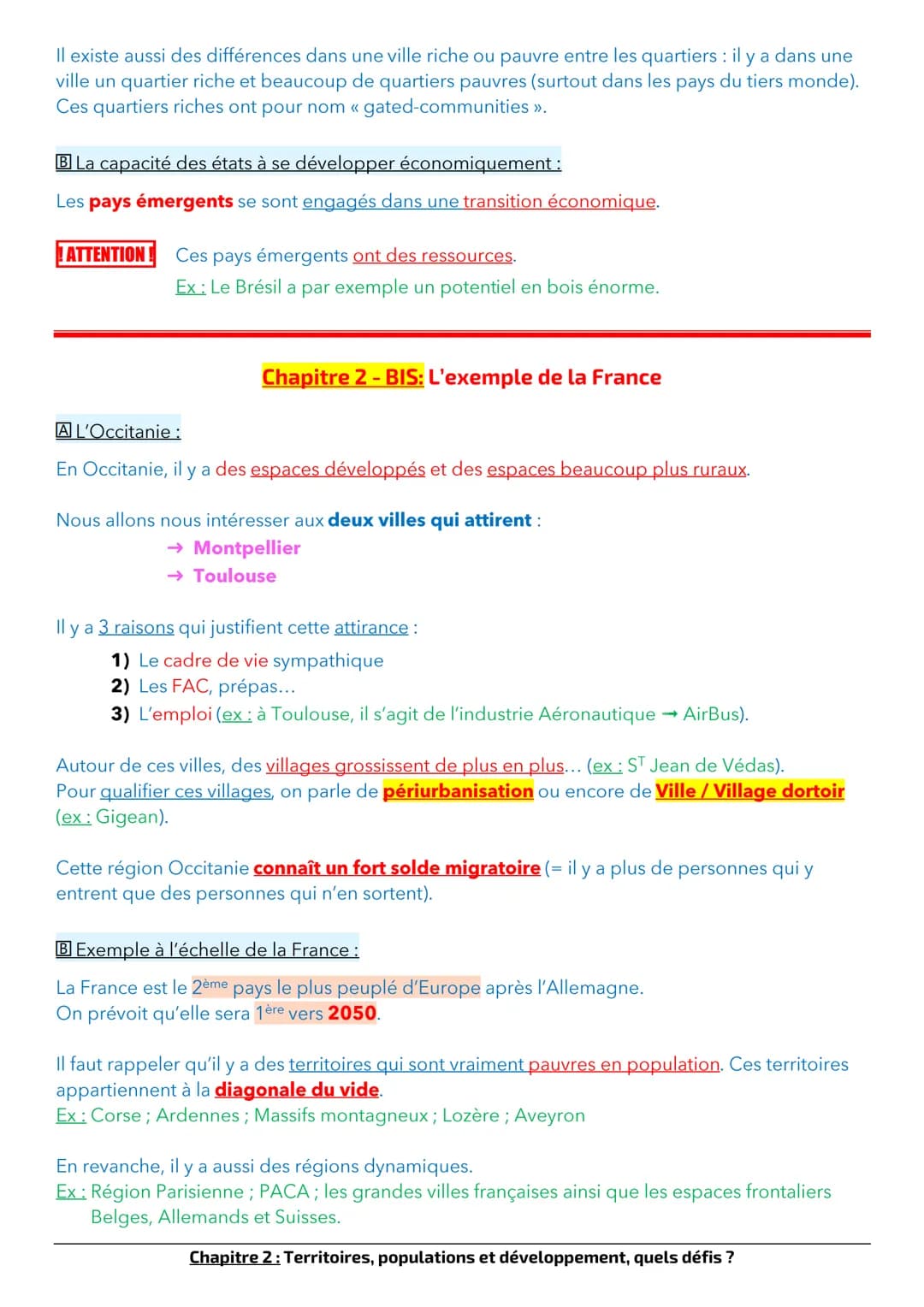 Chapitre 2 : Territoires, populations et développement, quels défis?
La population mondiale d'aujourd'hui est d'environ 7,5 milliards de per