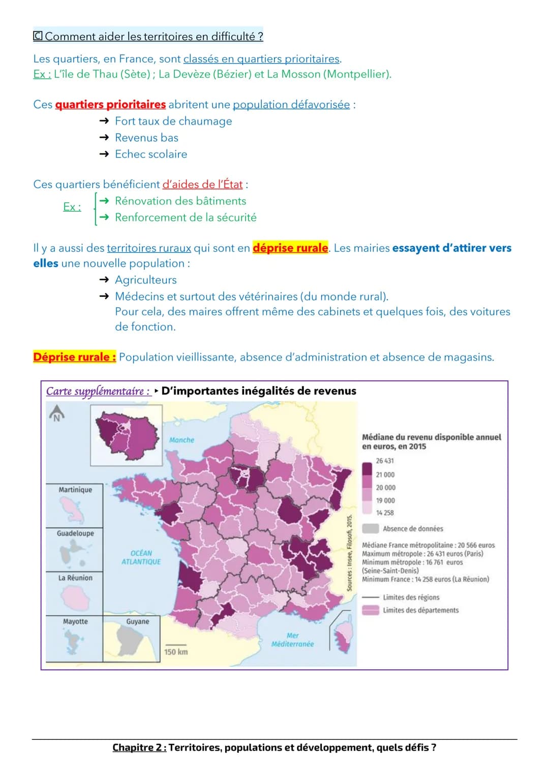 Chapitre 2 : Territoires, populations et développement, quels défis?
La population mondiale d'aujourd'hui est d'environ 7,5 milliards de per