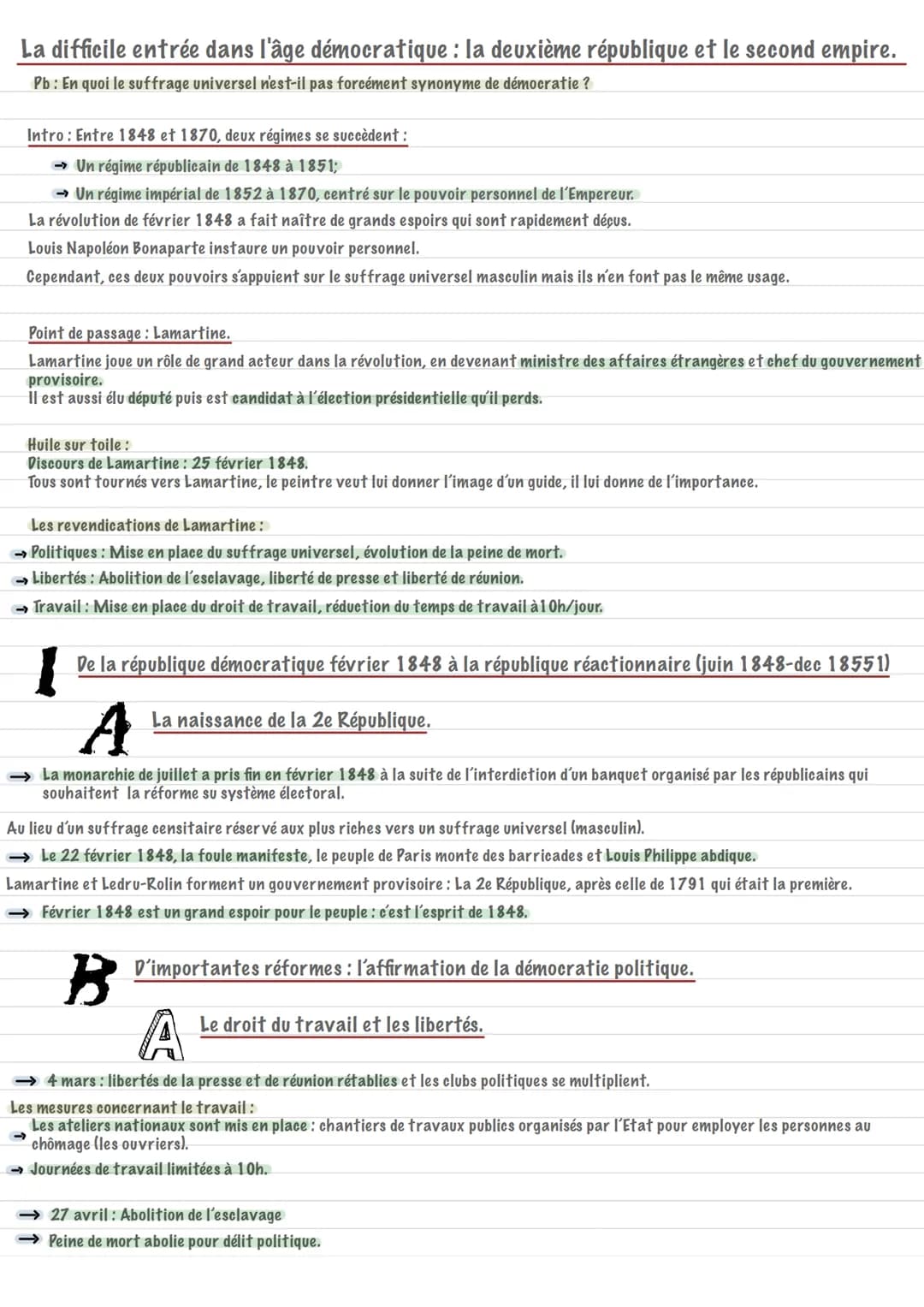 Sommaire
La difficile entrée dans l'âge démocratique : la deuxième république et le second empire.
Intro
Point de passage Lamartine
De la ré