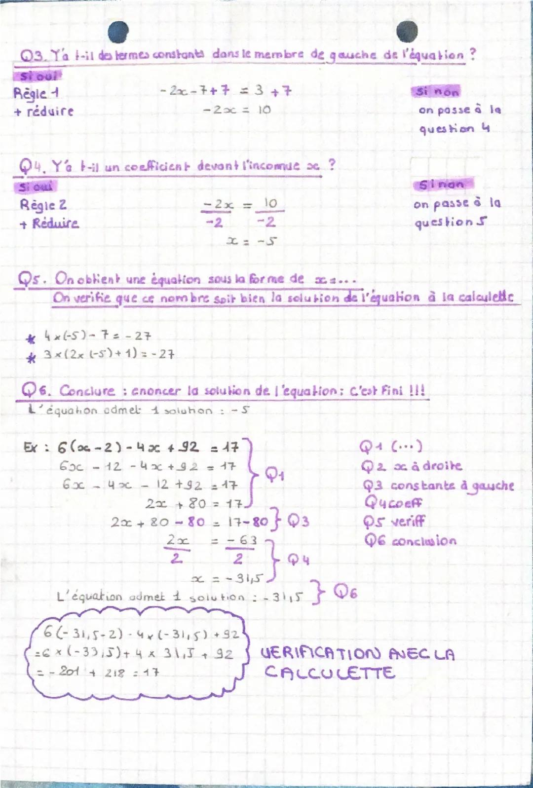 • Maths
Équations 10
REGLE 1
On ne change pas une égalité lorsqu'on
ajoute ou on soustrait un même nombre
à chacun de ses membre
x-11 = 8
x 