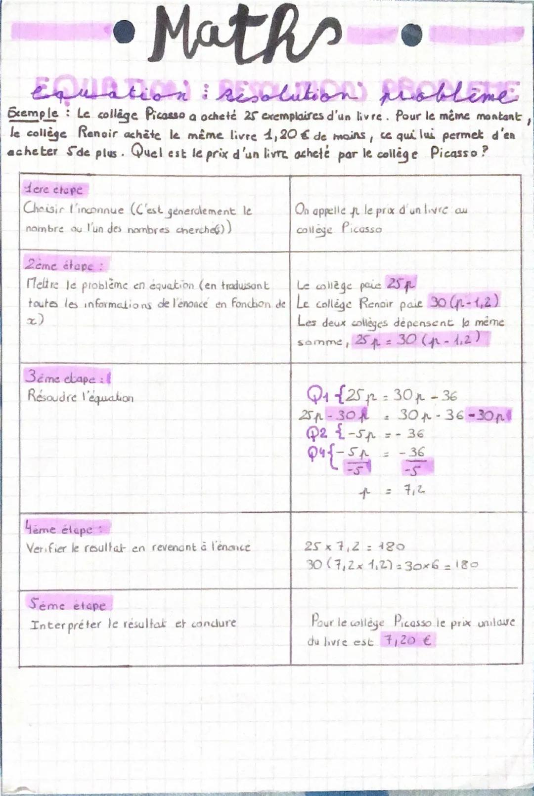 • Maths
Équations 10
REGLE 1
On ne change pas une égalité lorsqu'on
ajoute ou on soustrait un même nombre
à chacun de ses membre
x-11 = 8
x 