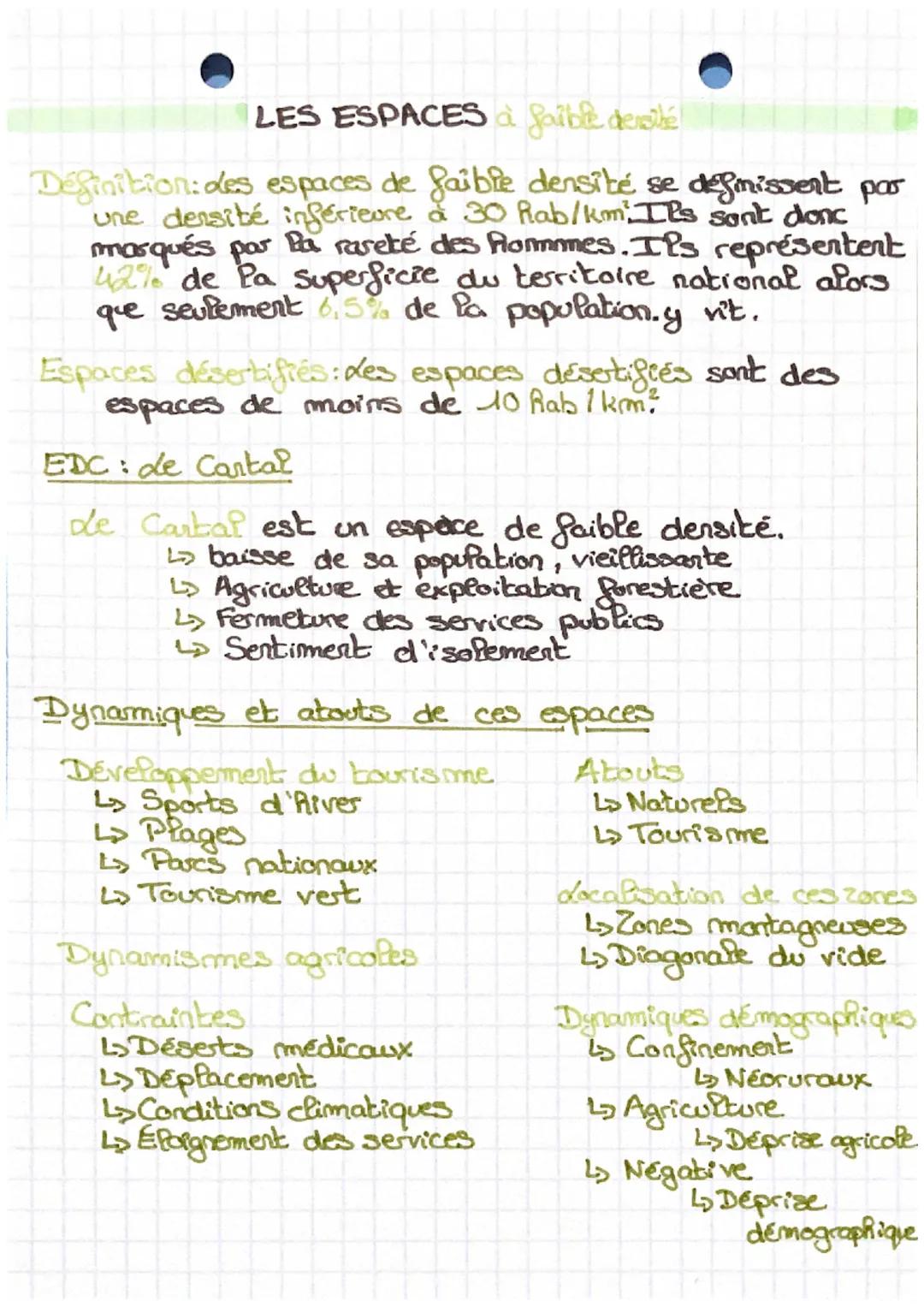 # LES ESPACES à faible devetté

Définition: des espaces de faible densité se defmissent par
une densité inférieure à 30 Rab/km² Ils sont don