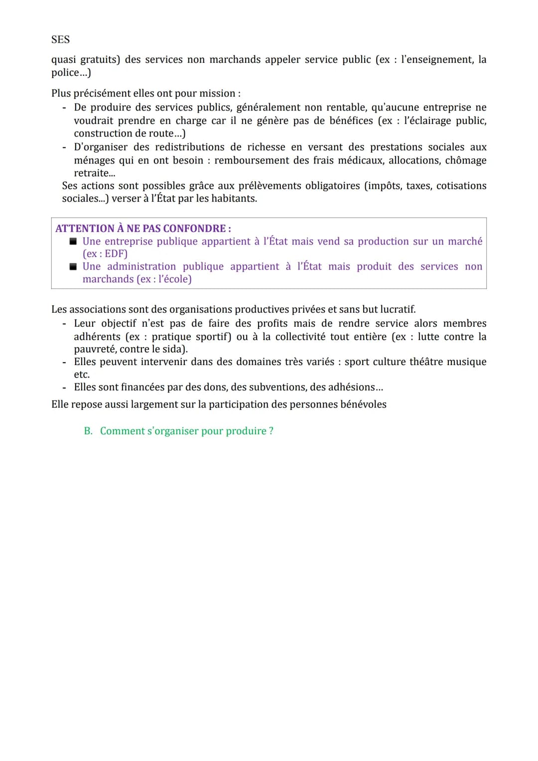 SES
Chapitre 2 : la production
I. Comment produire des richesses ?
Quelques définitions du chapitre 1 :
> Corrélation : lorsque les deux phé