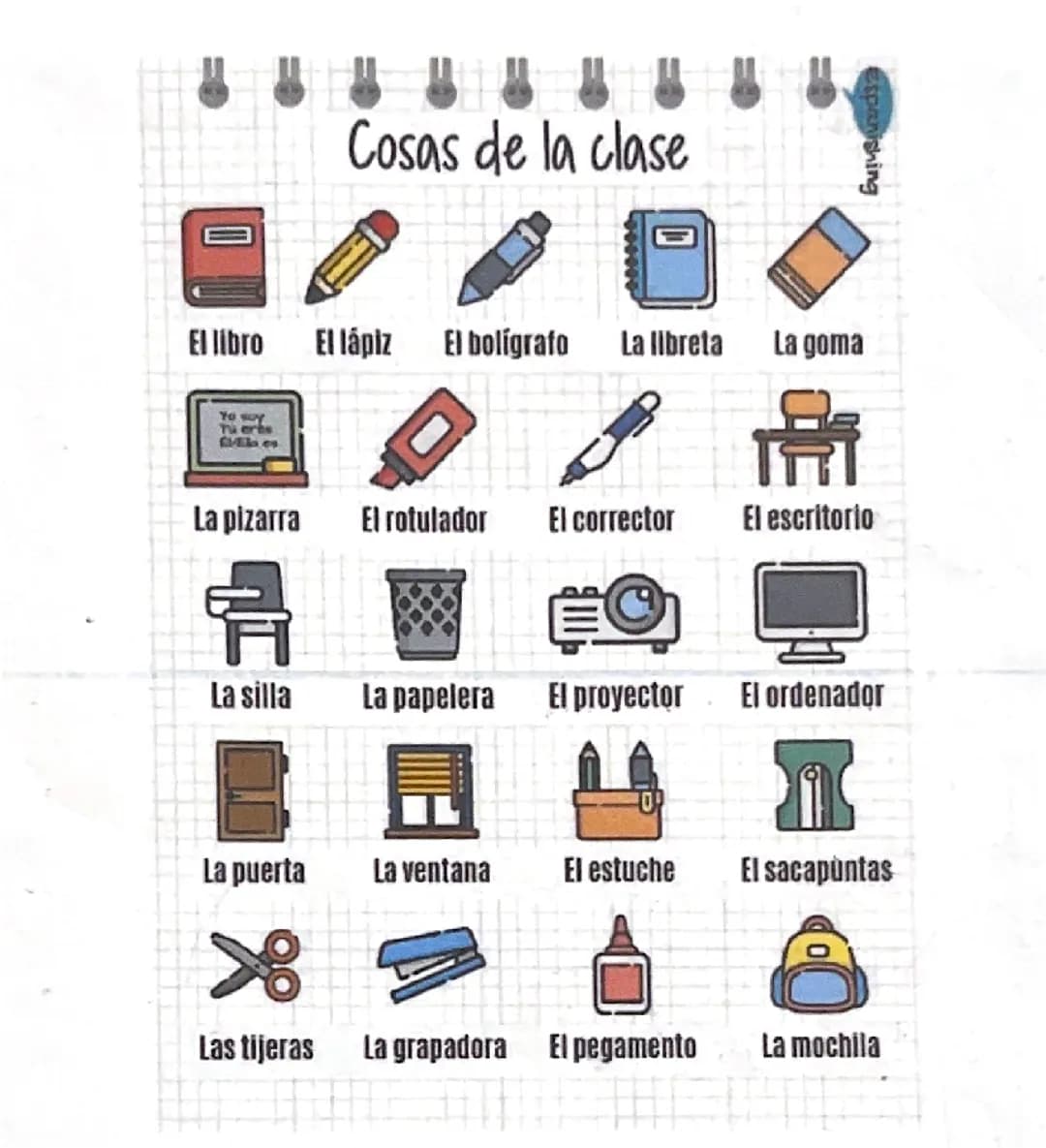  Les fournitures scolaires en espagnol
