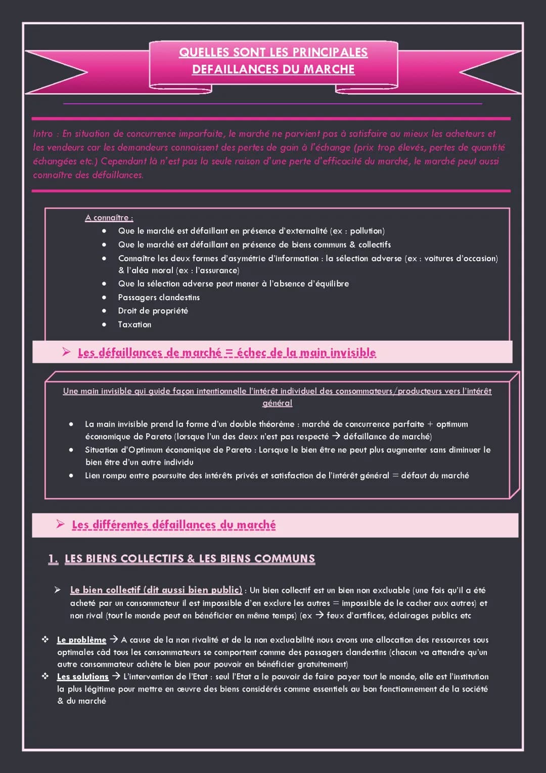 Quelles sont les principales défaillances de marché