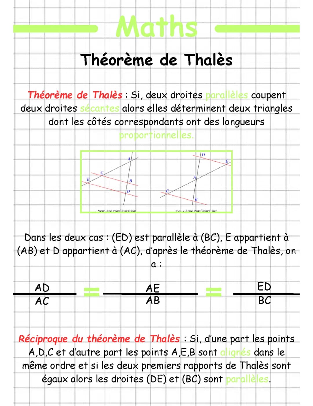 Le Théorème de Thalès