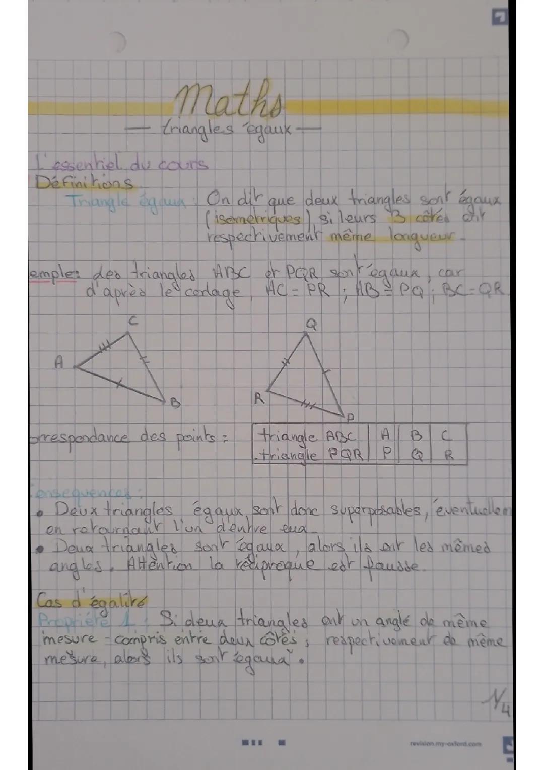 Triangles semblables et égaux 