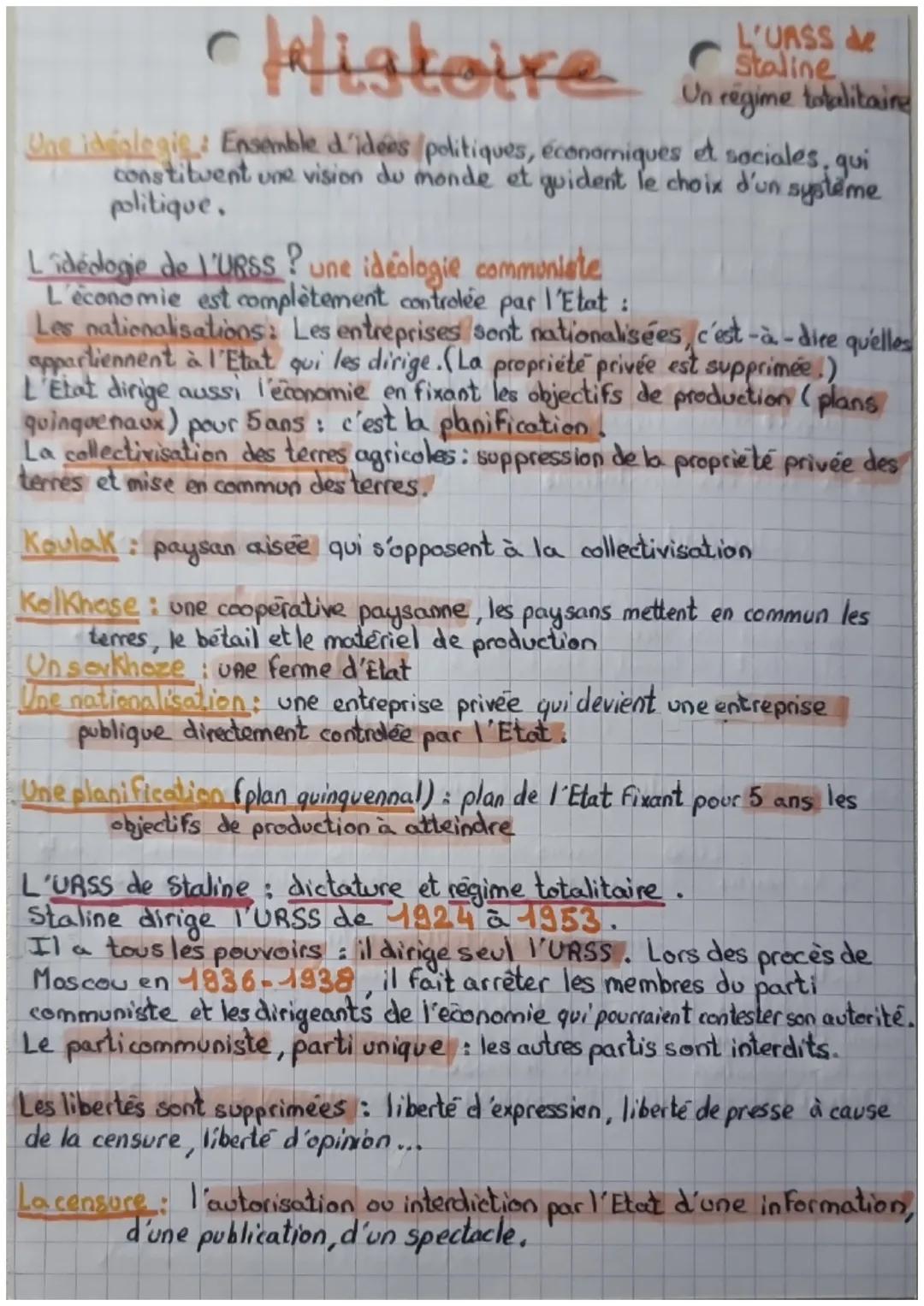 Histoire
Une idéologie: Ensemble d'idees politiques, économiques et sociales, qui
constituent une vision du monde et guident le choix d'un s