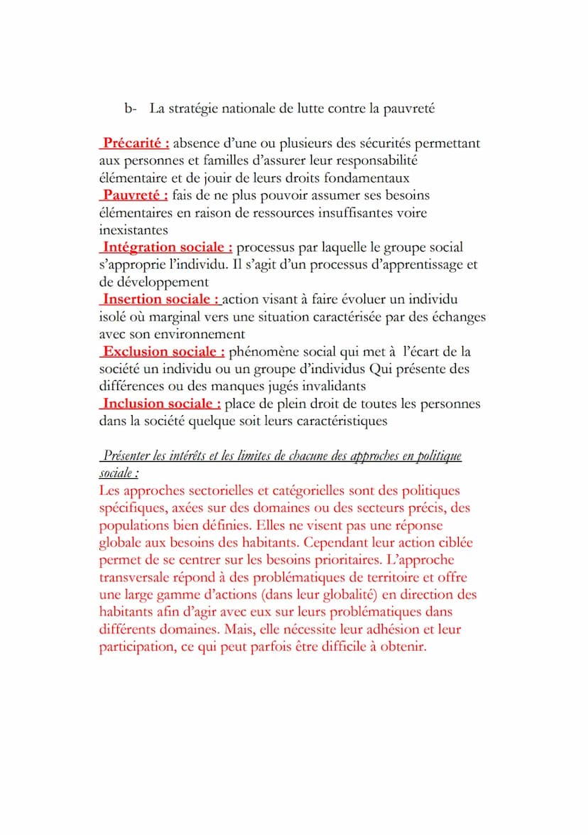 STSS'
Chapitre 7: de l'identification d'un problème social à
l'élaboration d'une politique sociale
Concept de politique sociale : c'est une 