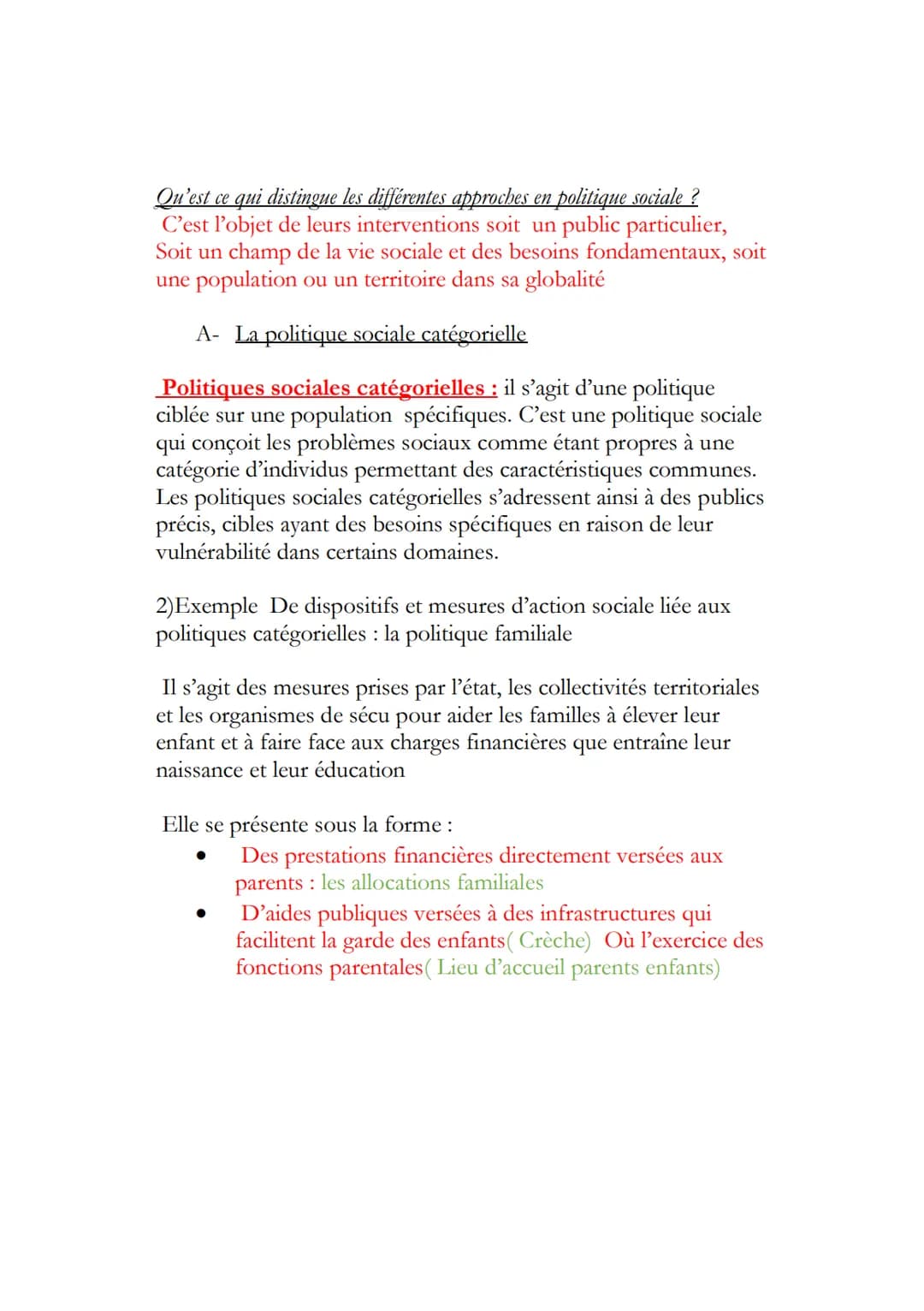 STSS'
Chapitre 7: de l'identification d'un problème social à
l'élaboration d'une politique sociale
Concept de politique sociale : c'est une 