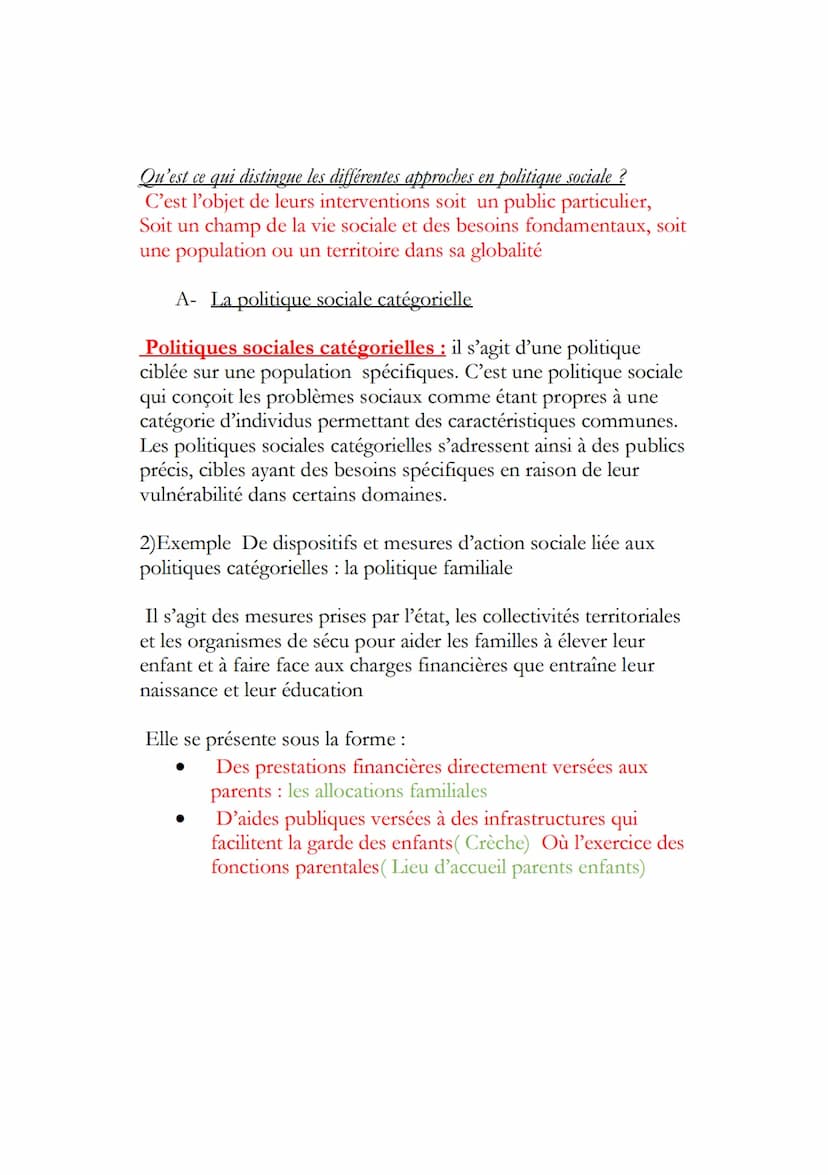 STSS'
Chapitre 7: de l'identification d'un problème social à
l'élaboration d'une politique sociale
Concept de politique sociale : c'est une 