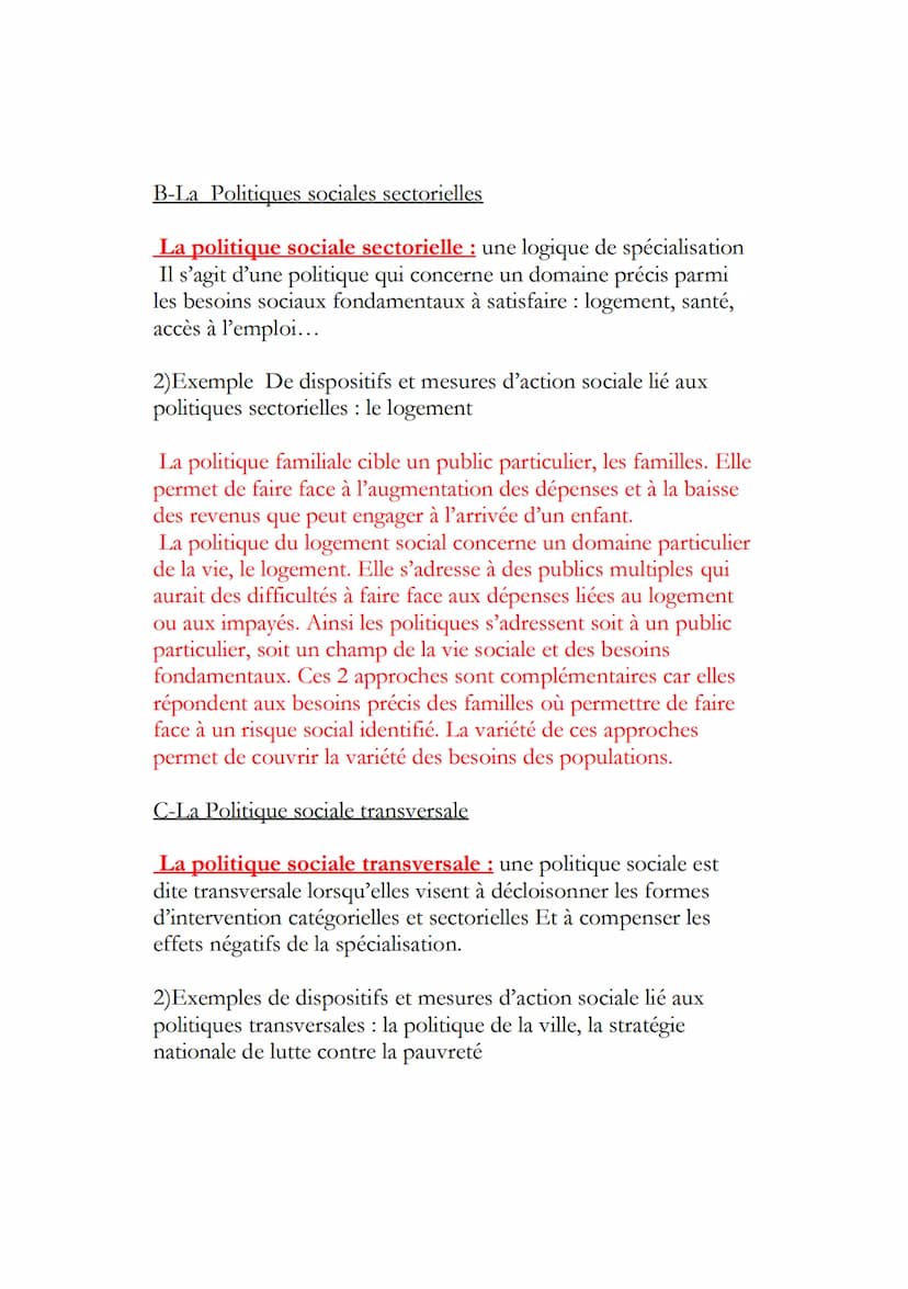 STSS'
Chapitre 7: de l'identification d'un problème social à
l'élaboration d'une politique sociale
Concept de politique sociale : c'est une 