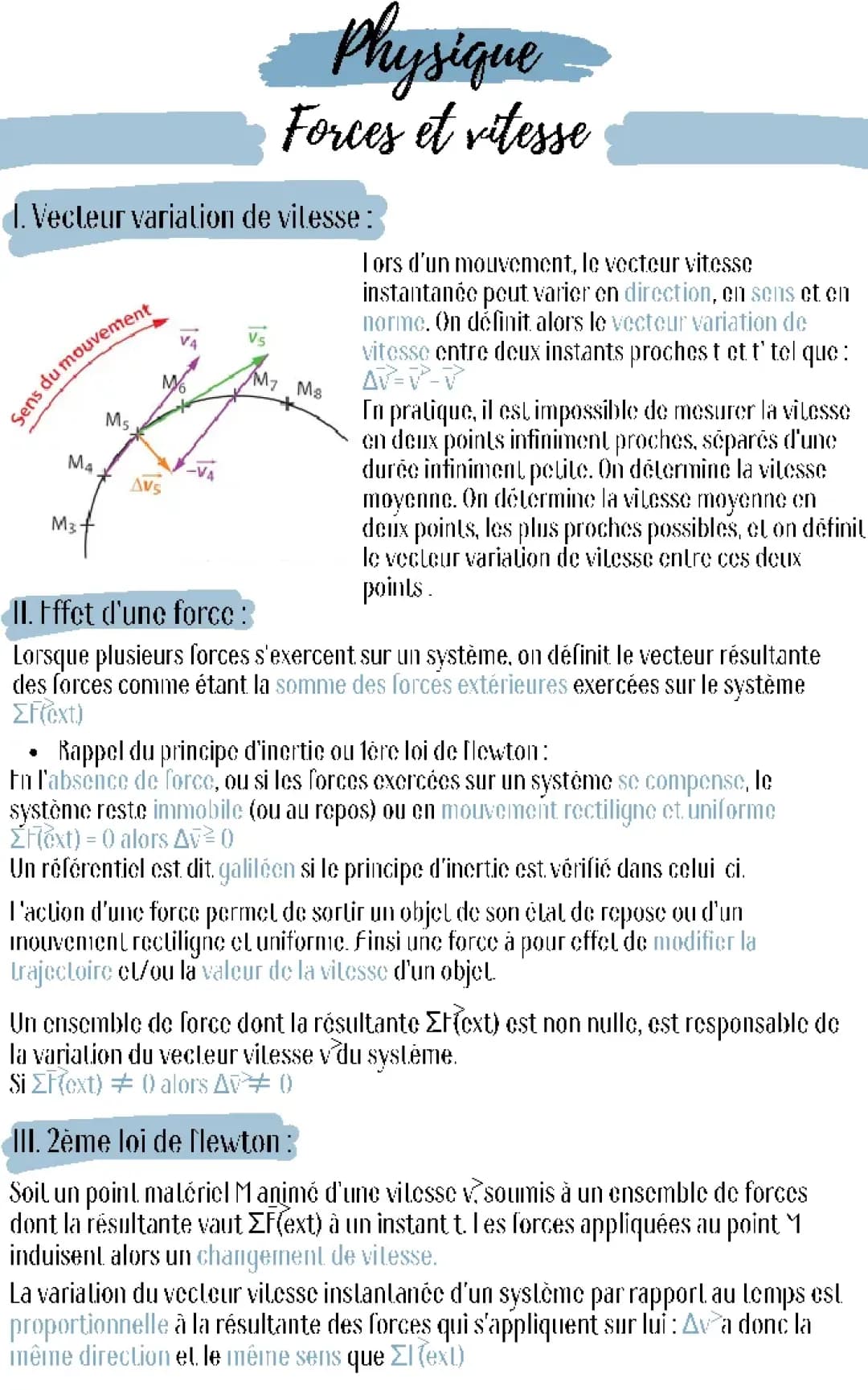 Forces et vitesse