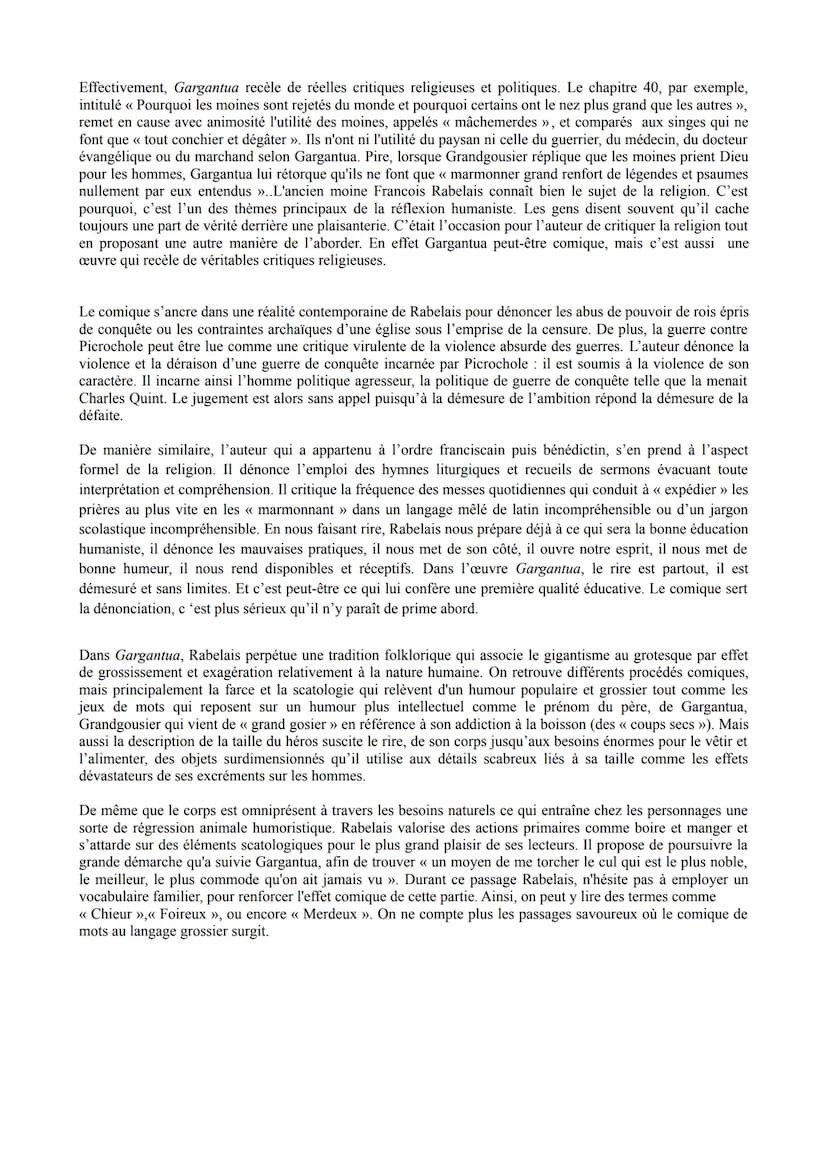 DISSERTATION GARGANTUA - RIRE ET SAVOIR
Introduction:
François Rabelais, humaniste, médecin et écrivain exprime son humour en écrivant l'ouv