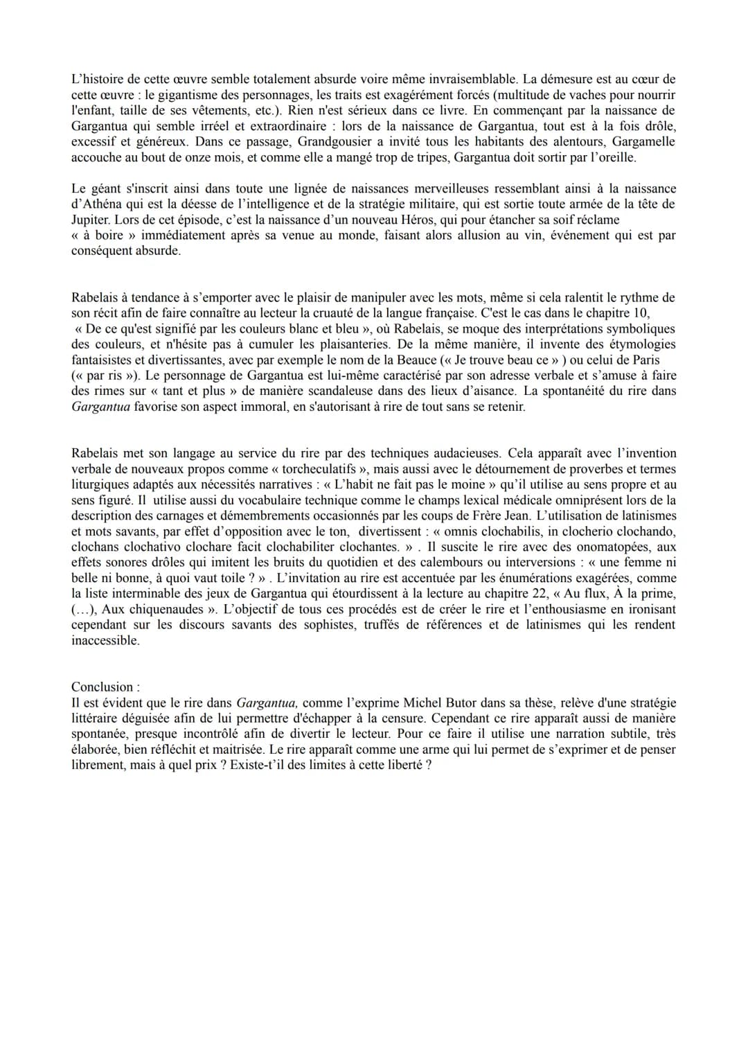 DISSERTATION GARGANTUA - RIRE ET SAVOIR
Introduction:
François Rabelais, humaniste, médecin et écrivain exprime son humour en écrivant l'ouv