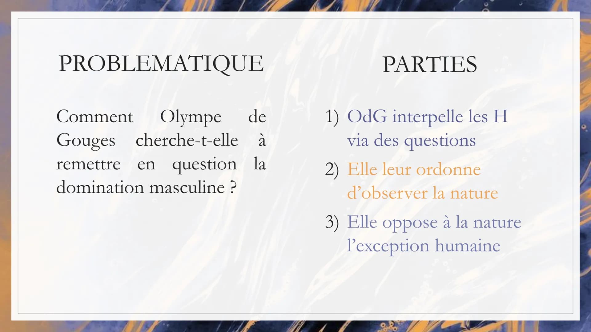 EXHORTATION
AUX HOMMES
Auteur : Olympe de Gouges
Date : 1791
Recueil : La déclaration des
droits de la Femme et de la
citoyenne
Mouvement li