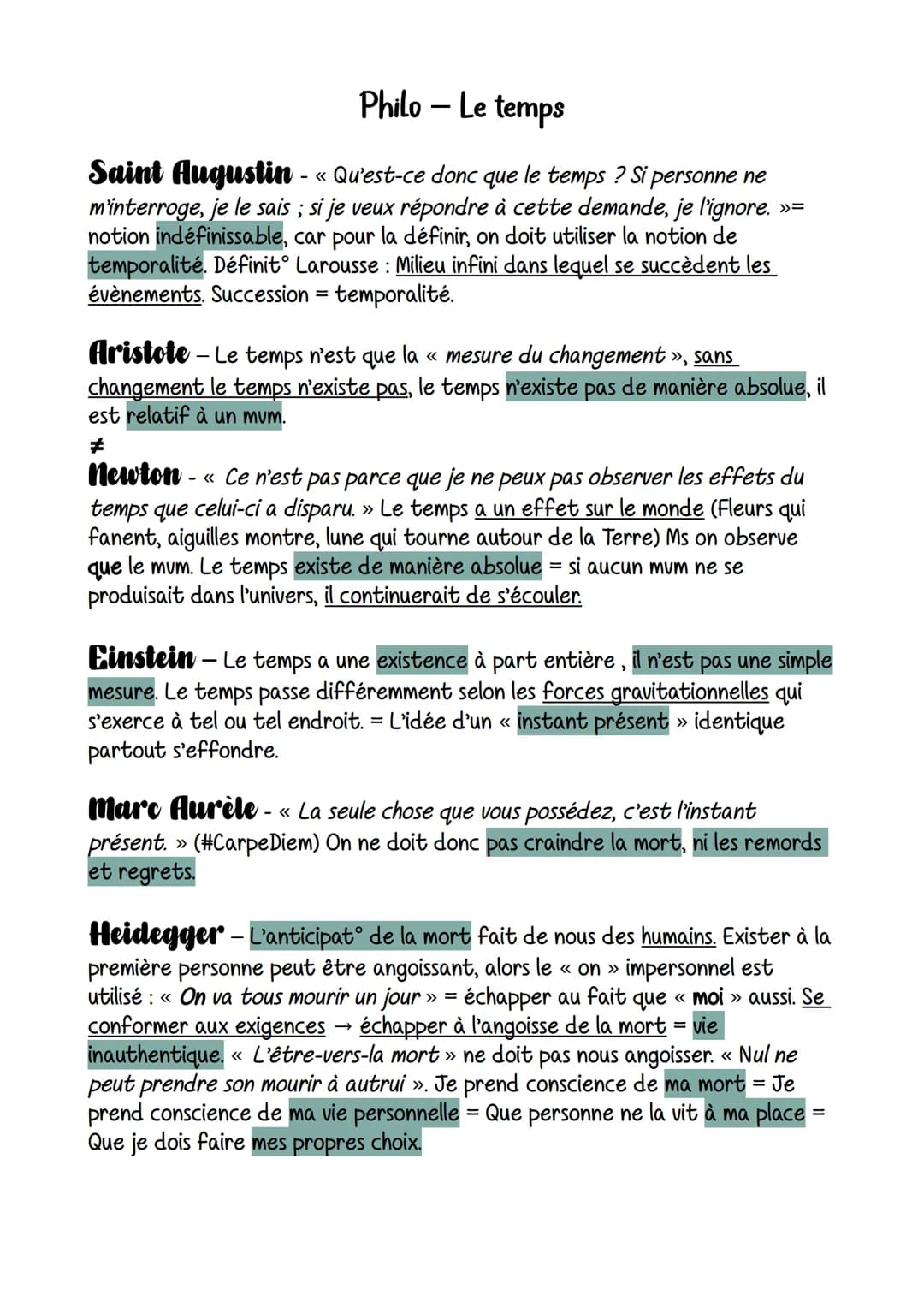 Philo - Le temps
Saint Augustin - «Qu'est-ce donc que le temps ? Si personne ne
m'interroge, je le sais; si je veux répondre à cette demande