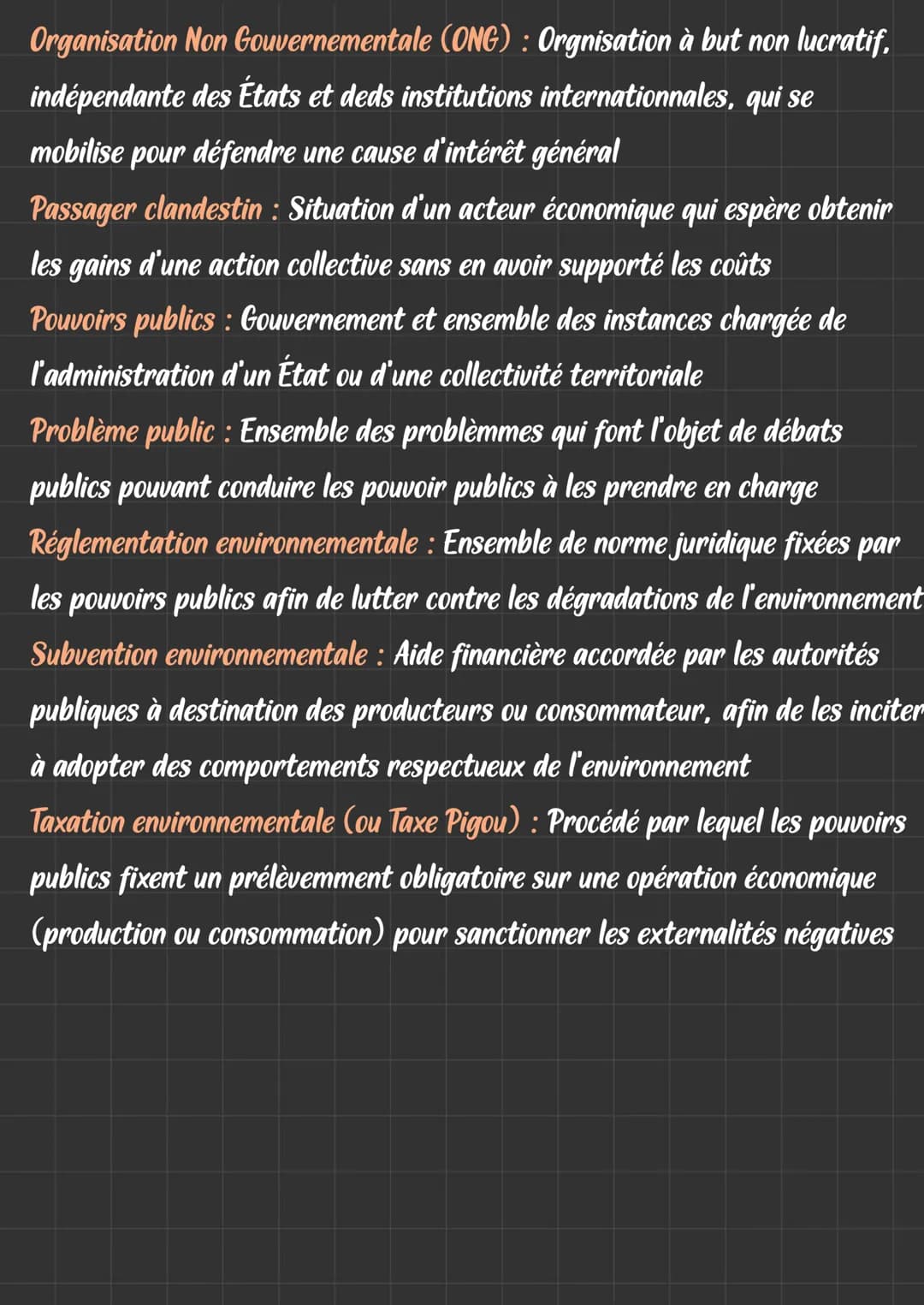 Définitions - quelles action publiques pour l'environnement
Action Publique : Action des pouvoirs publics (loi, réglementation) en vue de
tr