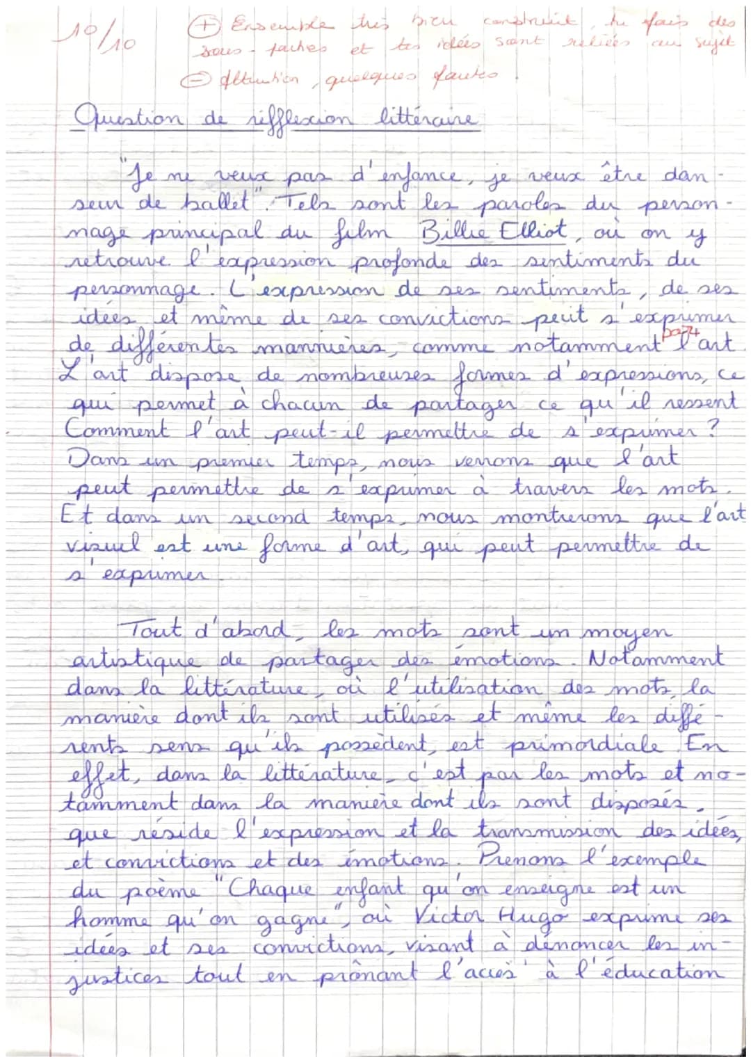 110/10
+ Ensemble this bien construct, he fais des
faches et tes idées sont reliées
Ⓒattution quelques fautes
sous
sujet
Question de rifflex