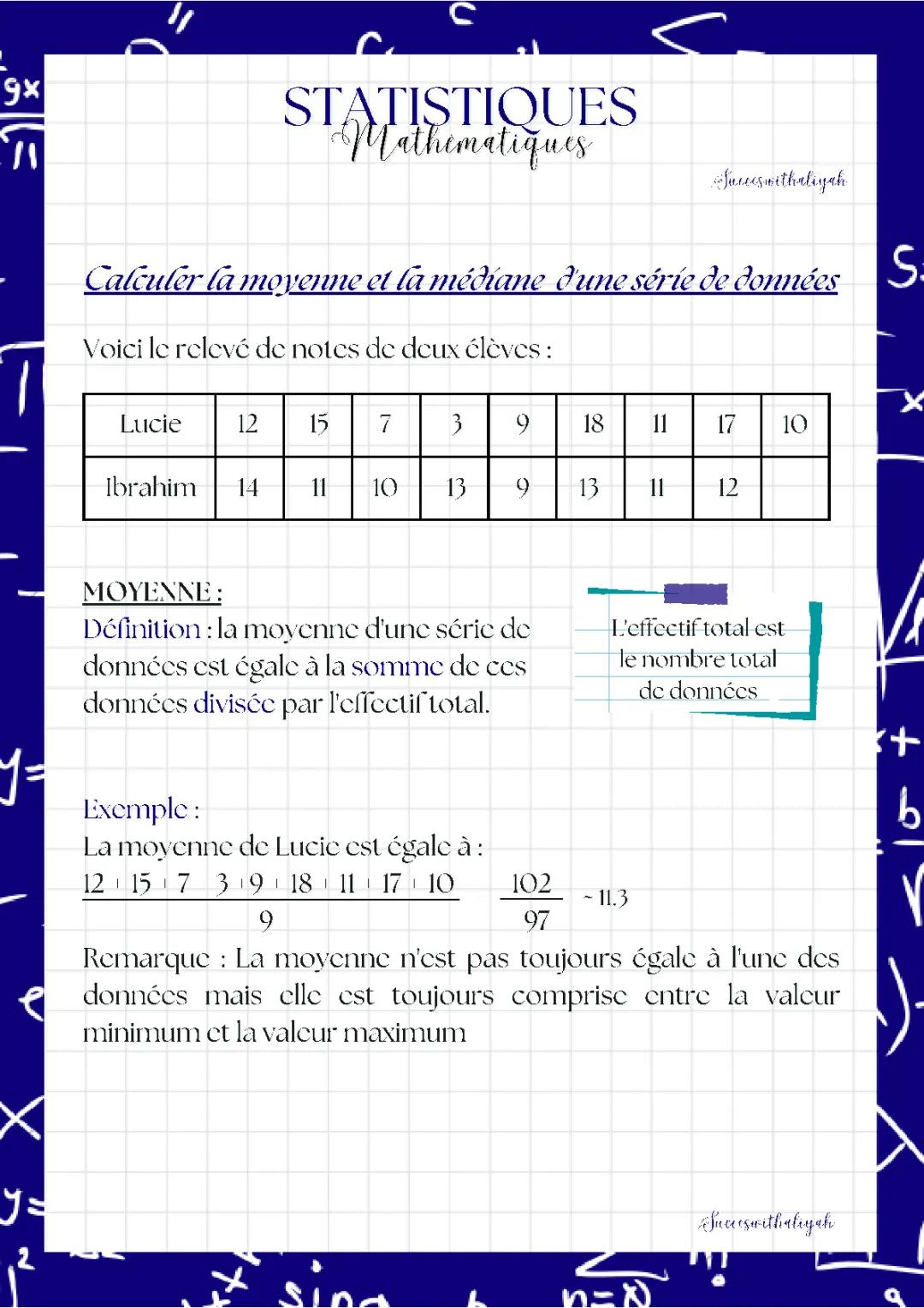 Comment calculer la médiane, l'étendue et la moyenne : Exemples et Exercices