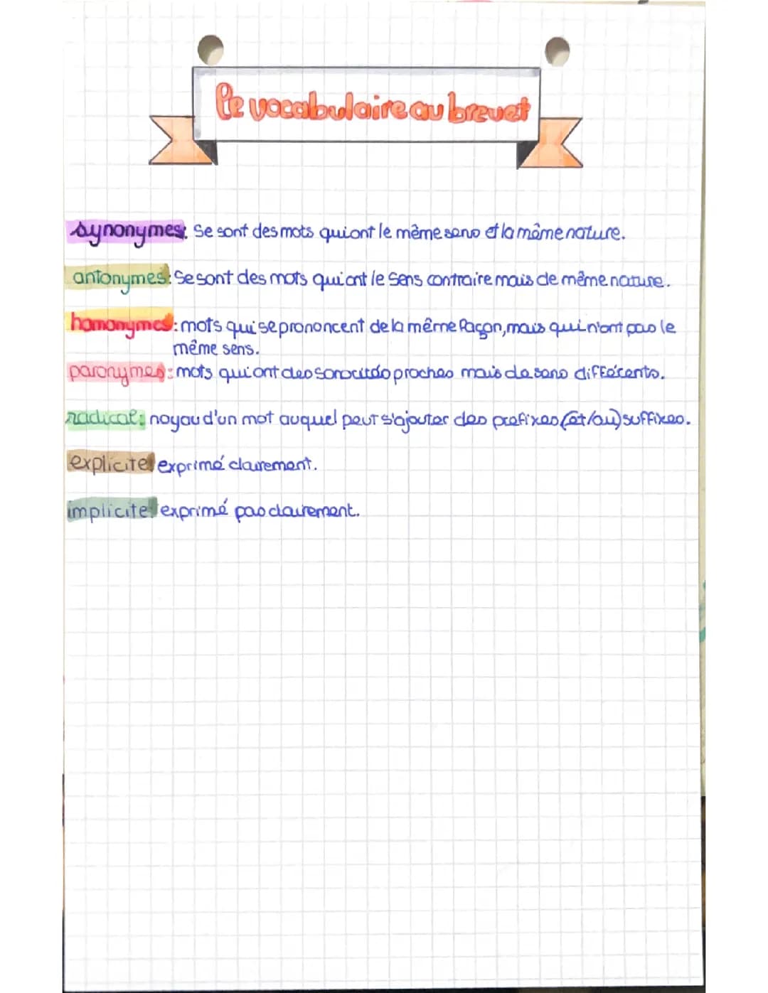 Vocabulaire pour le brevet 