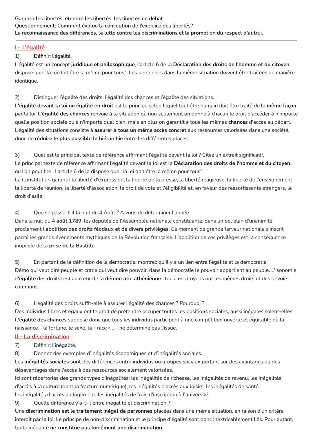 Garantir les libertés, étendre les libertés: les libertés en débat
Questionnement: Comment évolue la conception de l'exercice des libertés?
